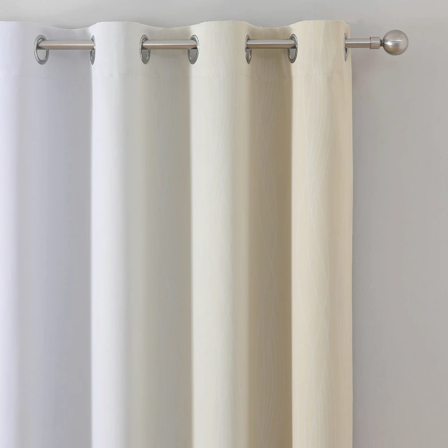 Dégradé Ombre Beige Clair Blanc, Rideau à œillets, Rideaux de fenêtre, thermorideau Anti-Froid, Double Rideau 2 pièces, Rideaux de Chambre à œillets, occultants pour Salon, H 229 x L 132 cm