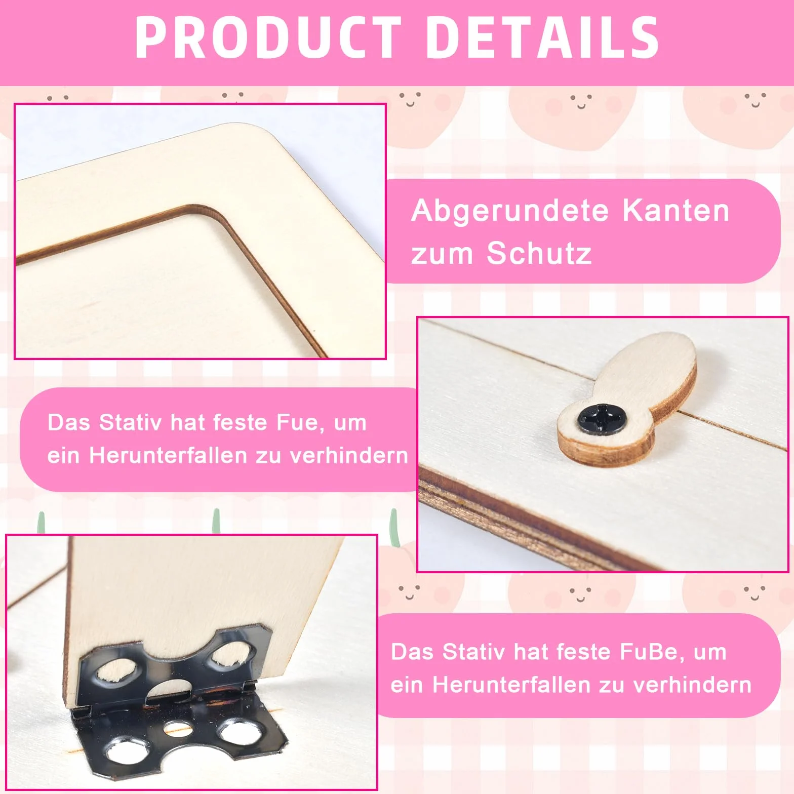 DIY Cadre Photo pour Enfant 6 Pièces Kits en Bois 15 x 20 cm avec Autocollant Diamant et Crayons