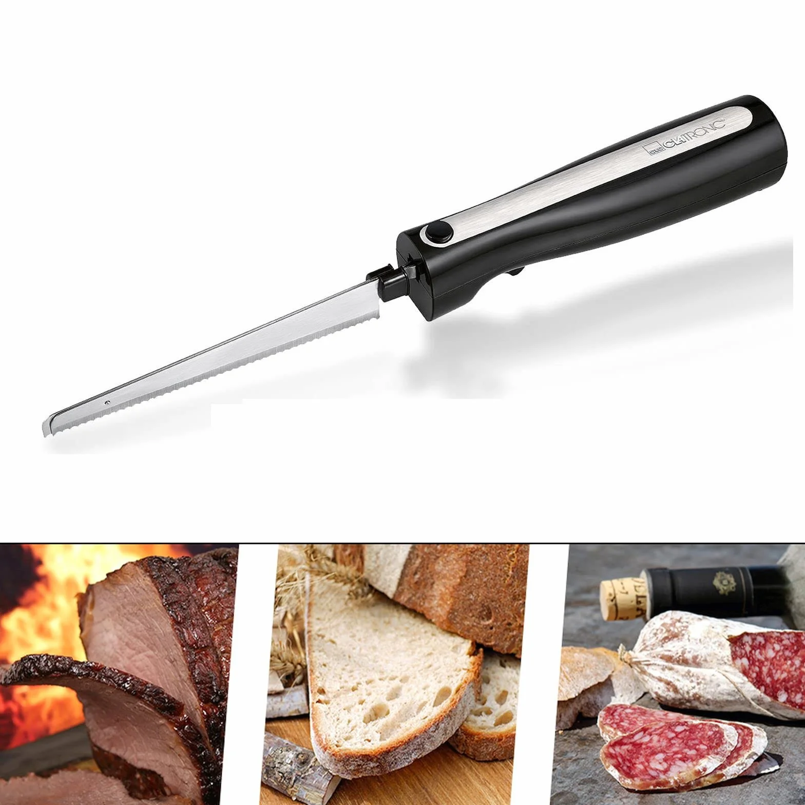 Couteau électrique viande pain double lame inoxydable 120 watts noir