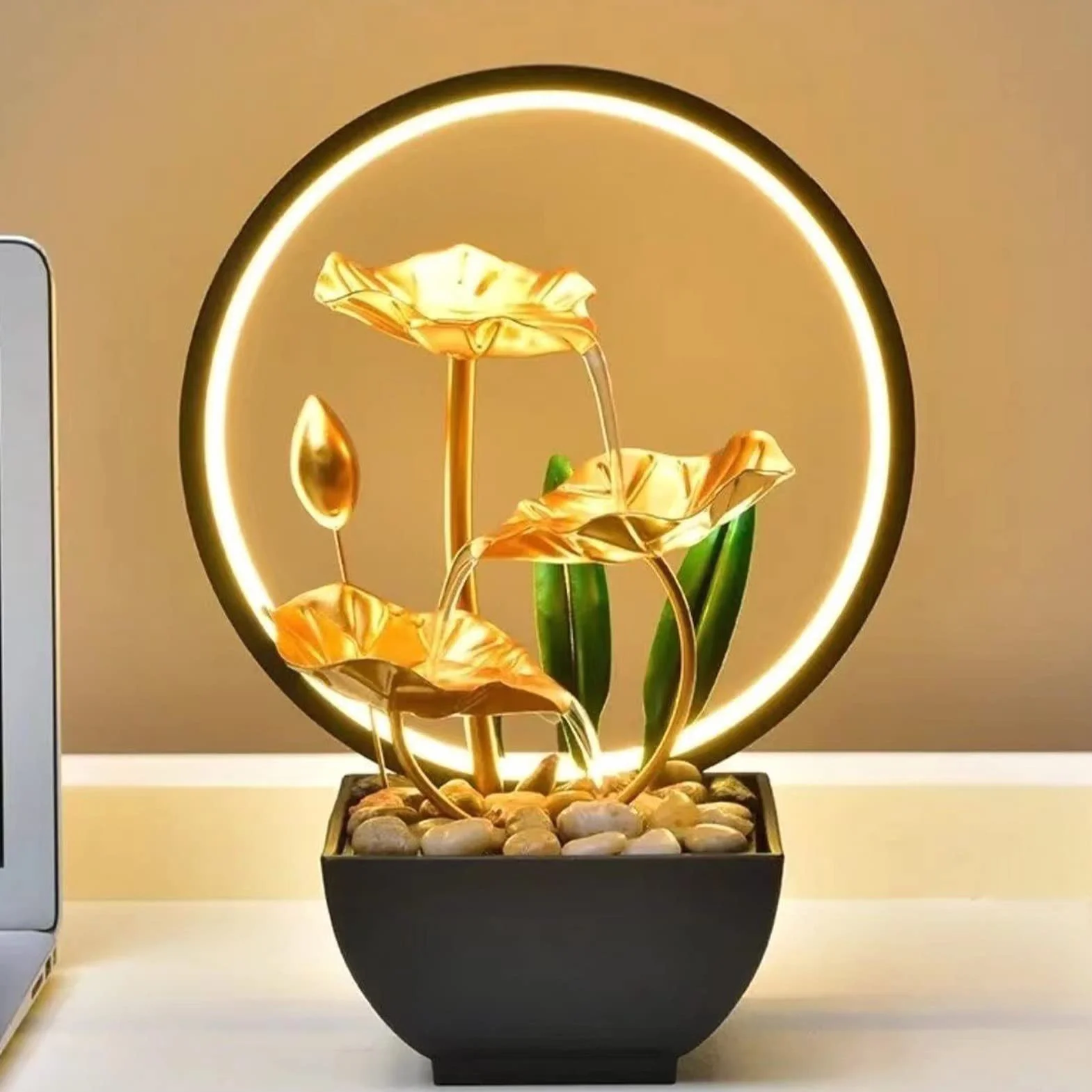 Fontaine d’Intérieur Cascade avec Lumières LED Zen Relaxante pour Décoration Maison Bureau Salon