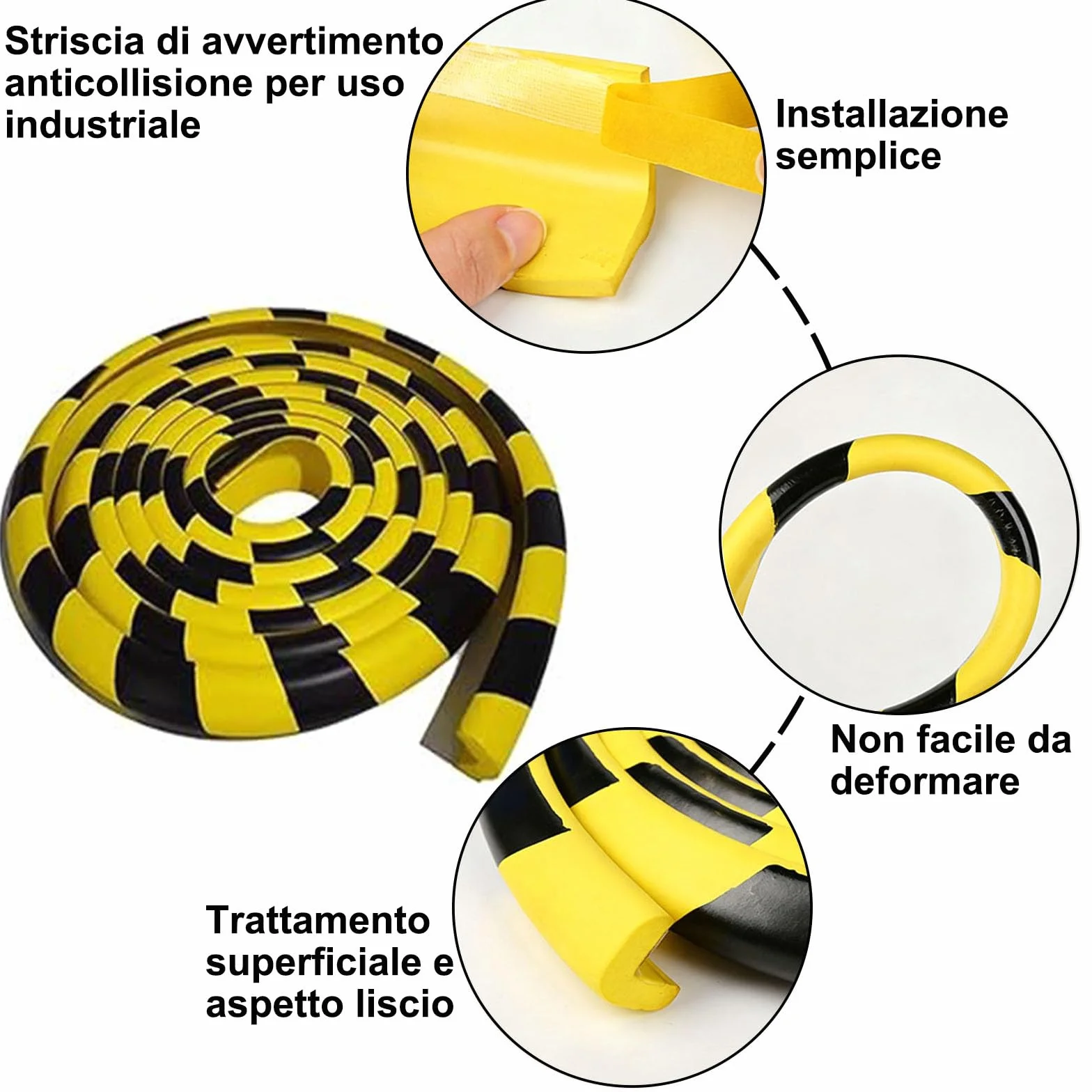 Mousse Protection en Caoutchouc, Coins de Protection Angles Jaune et Noire en Forme de L, 5M Autocollante Antichoc
