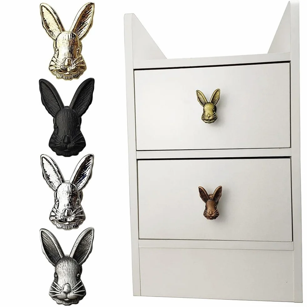 Zoegneer Poignée de meuble en alliage de zinc en forme de lapin, bronze