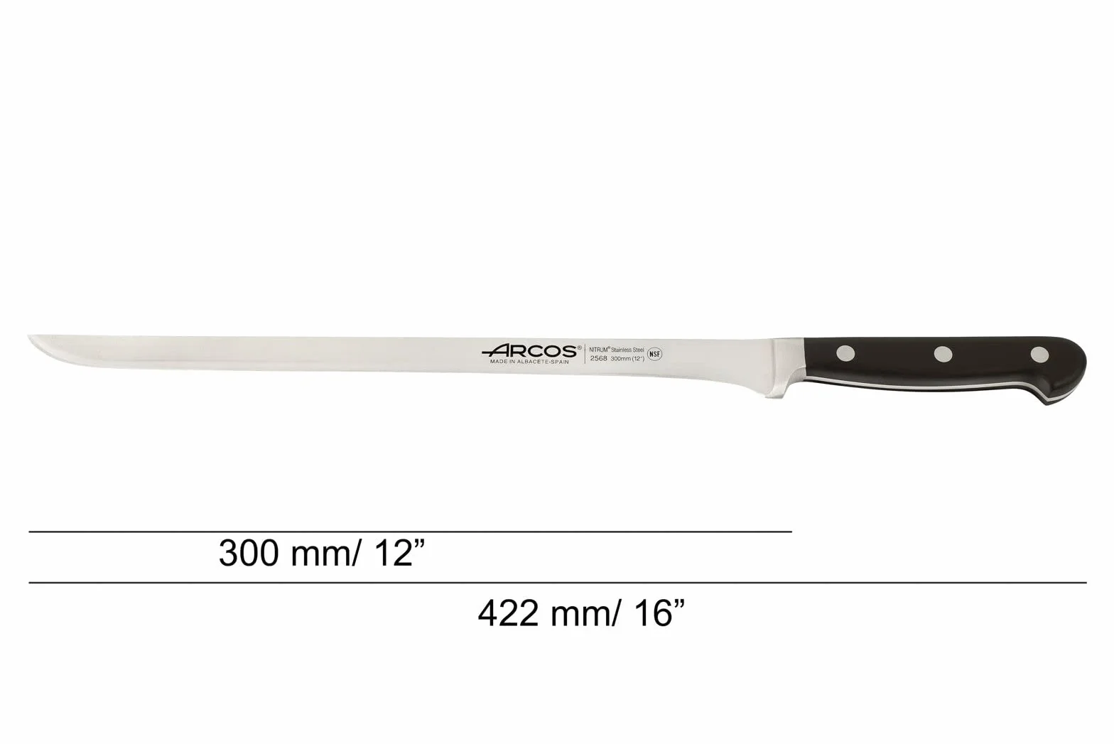 Arcos Couteau à Jambon Professionnel Lame Forgée Acier Inoxydable NITRUM 30 cm Manche POM