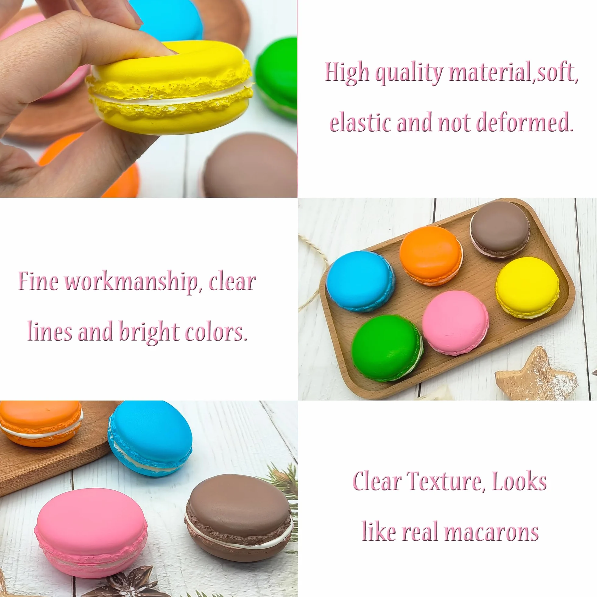 Faux Macaron Artificiel 6 Pièces 5x5x2.5cm Simulation Nourriture Accessoires Photographie