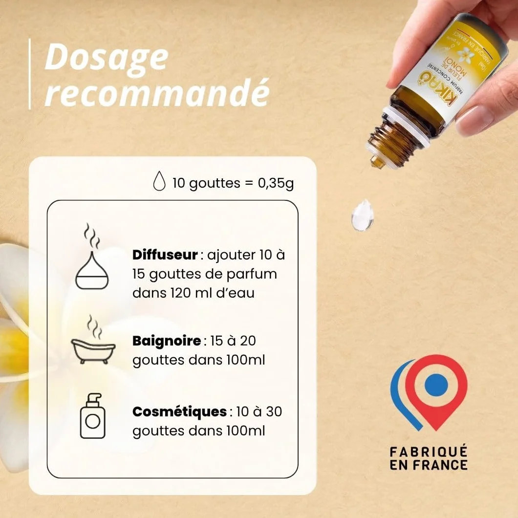 KIKAO Parfum Concentré Multi-Usages 10ml Fleur de monoï Diffuseur Électrique Bain Cosmétique DIY