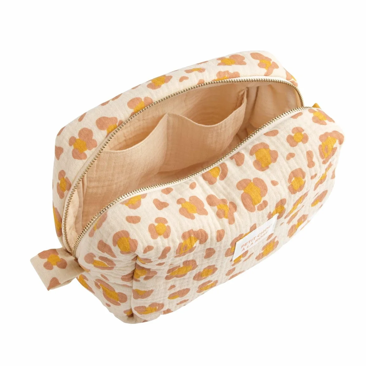 Trousse de Toilette en Gaze de Coton imprimé Léopard