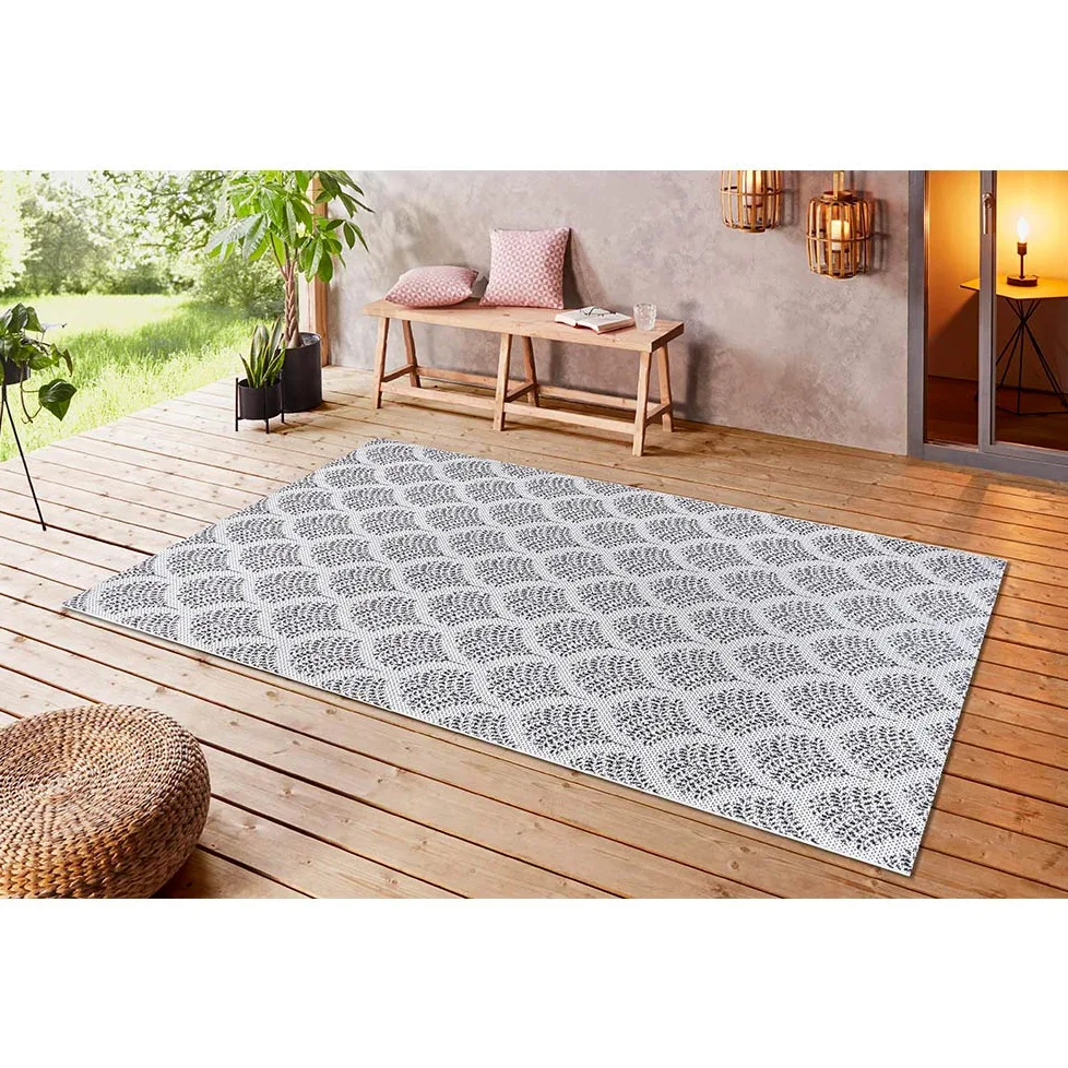 HANSE Home Tapis d'intérieur et d'extérieur en Tissu Plat - Couleur : crème/Noir - Dimensions : 160 x 230 cm