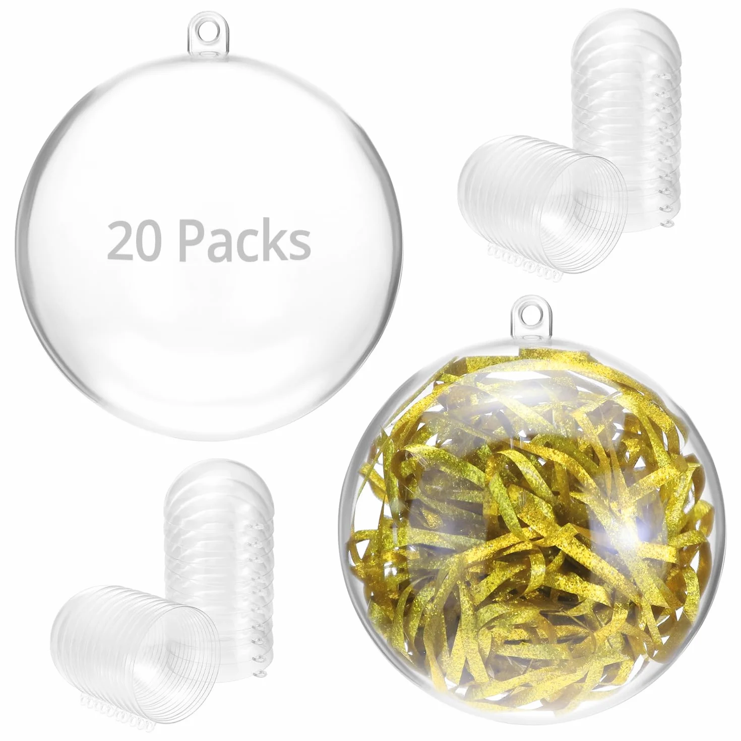 Boules en Plastique Transparentes Ø8 cm pour Noël - 20 pièces QWORK