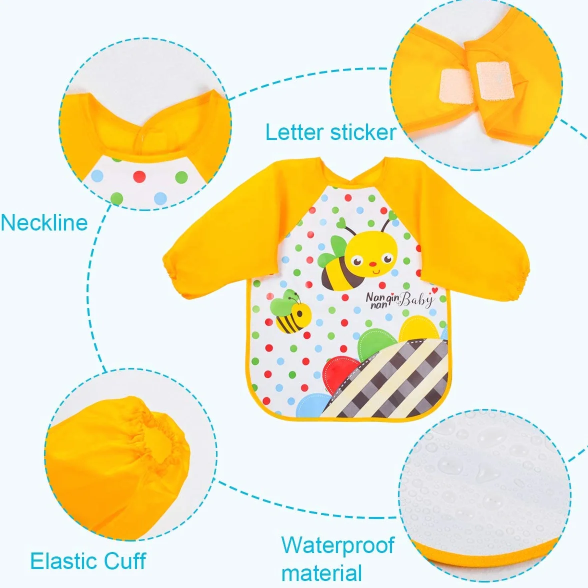Vicloon Bavoir Imperméable à Manches Longues pour Bébé 3 Mois-3 Ans