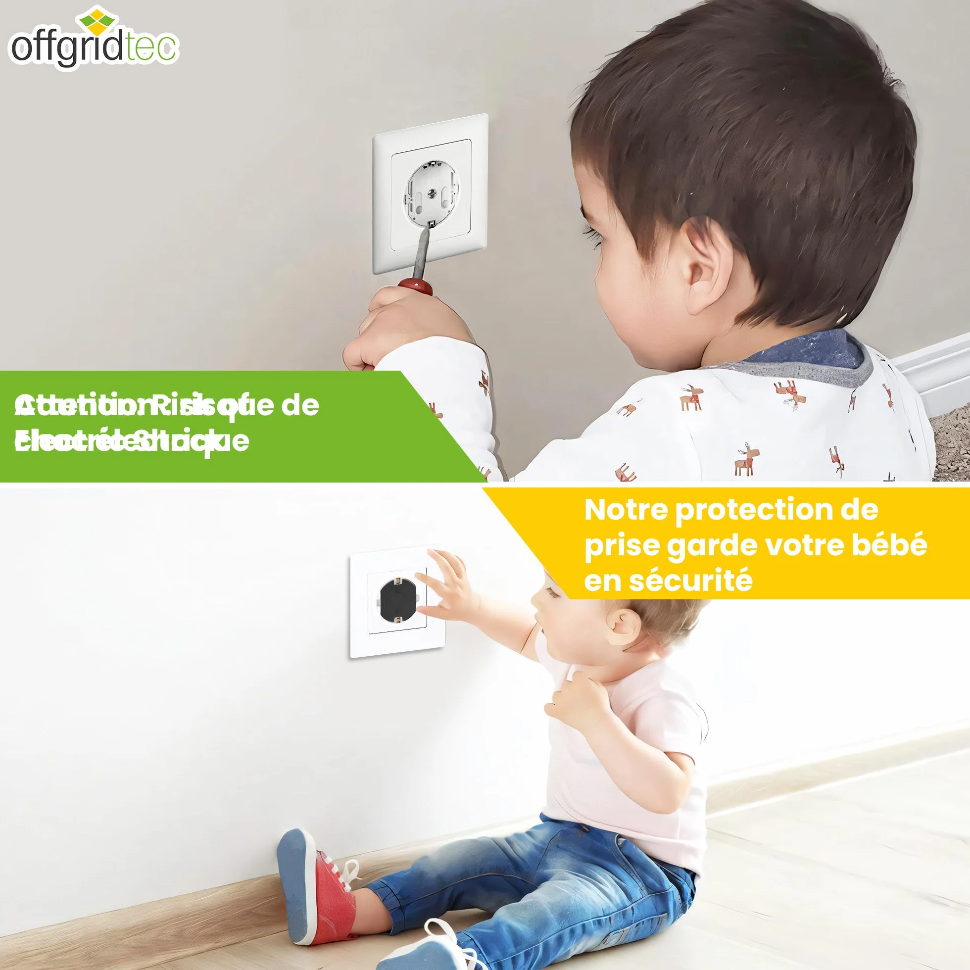 Offgridtec Lot de 20 cache-prises à mécanisme tournant Noir