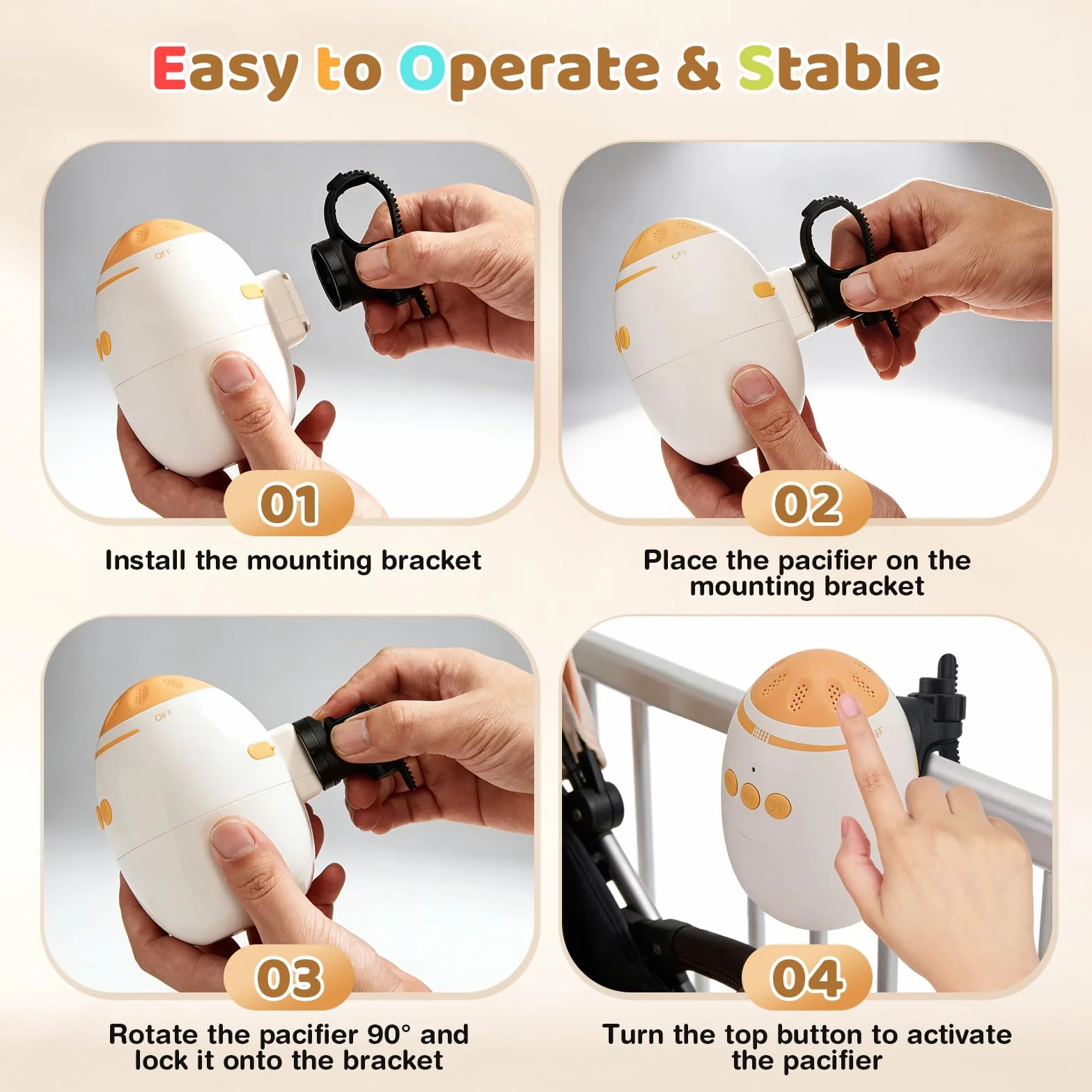 Berceur bébé rechargeable avec minuterie 45 min, portable aide au sommeil, vitesse réglable