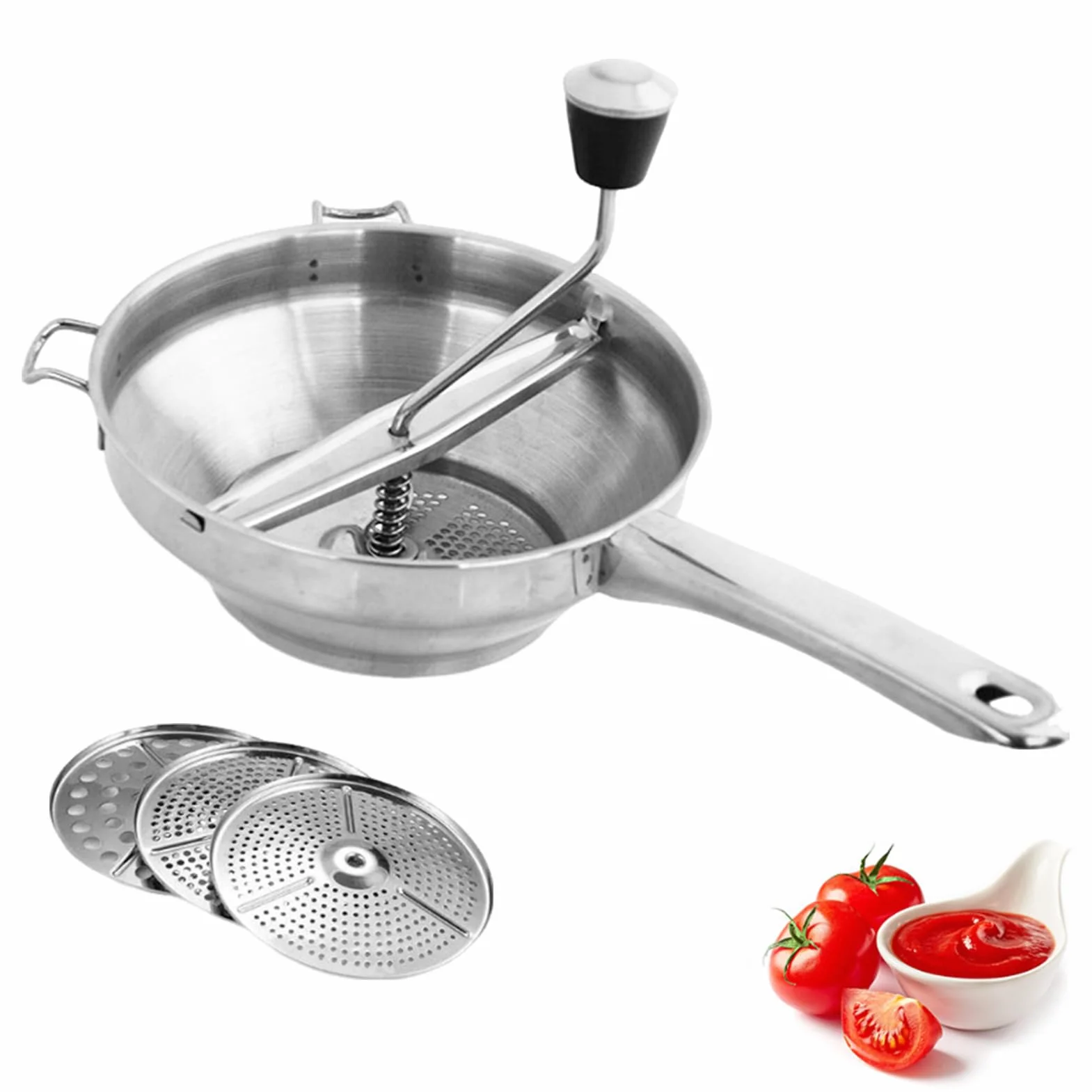 Presse-purée en acier inoxydable avec poignée ergonomique pour sauce tomate et purée de pommes de terre