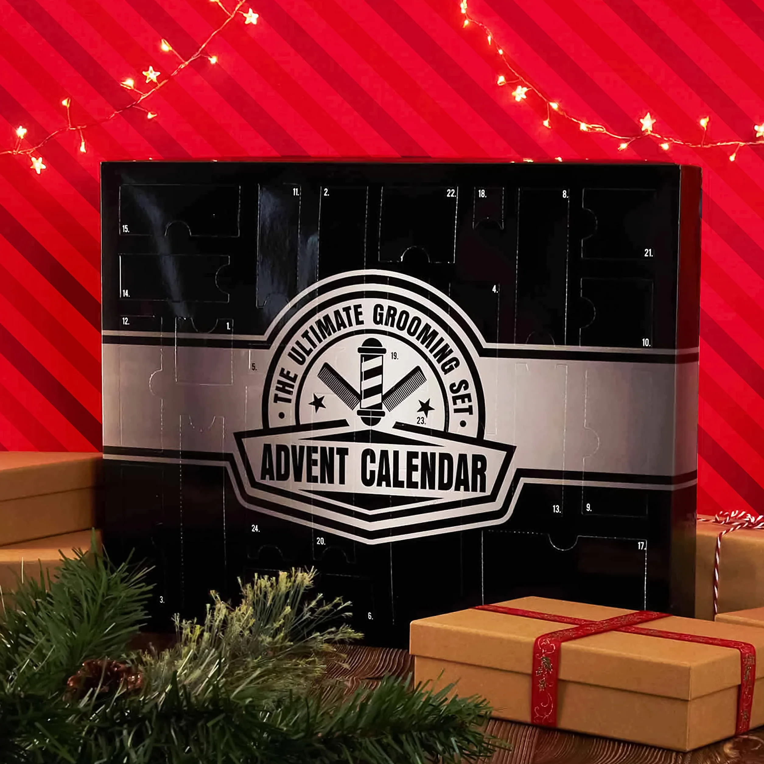KreativeKraft Calendrier de l'Avent 2025 Homme 24 Surprises Kit Barbe Huiles Baumes Gommages Peignes