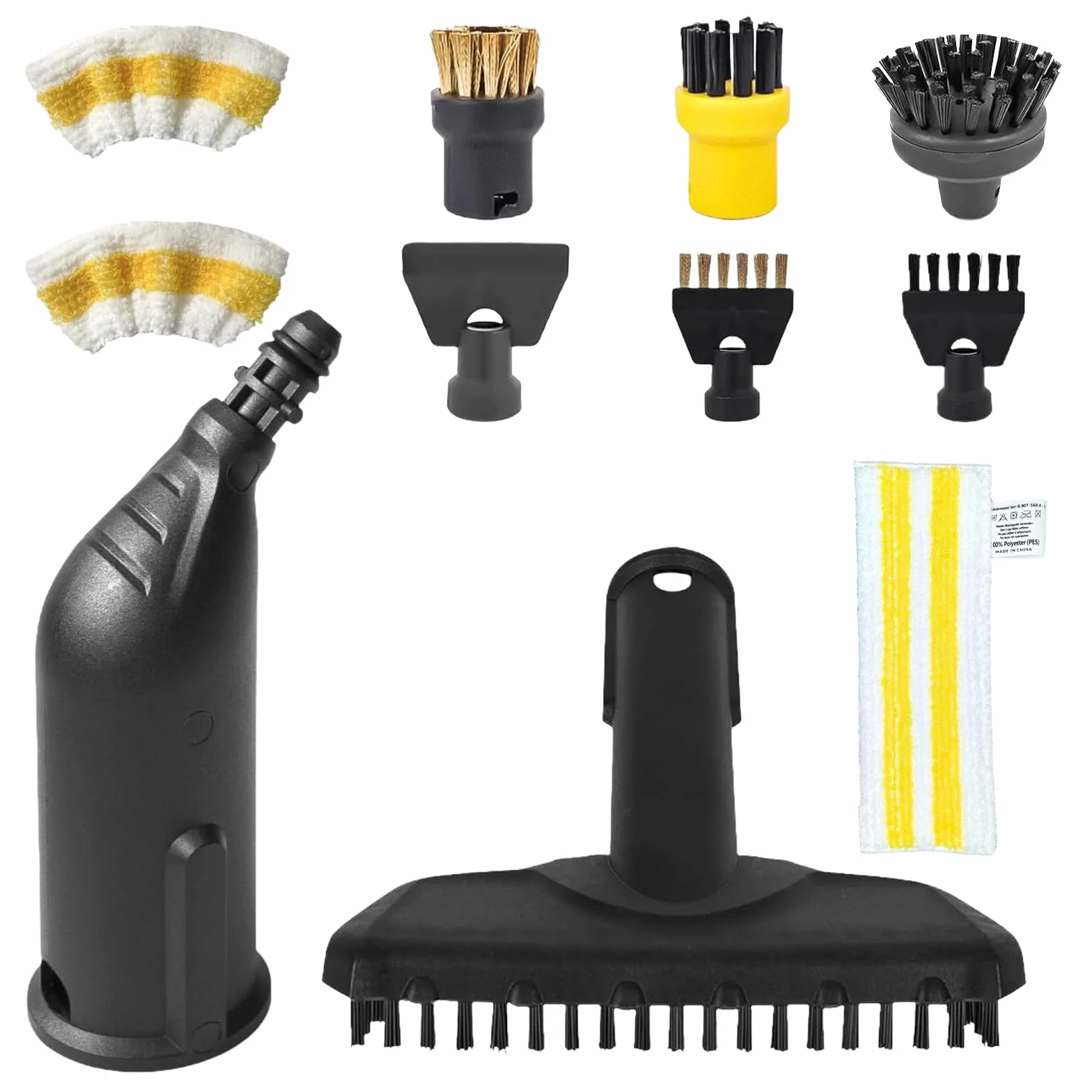 Lot de 11 Accessoires Nettoyeur Vapeur Kärcher SC1 SC2 SC3 SC4 SC5 avec Brosse Ronde, Plate, Buse Incurvée