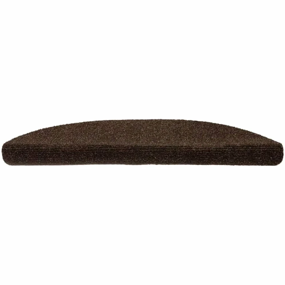 Lot de 5 tapis d'escalier autocollants - 56 x 17 x 3 cm - Marron - Semi-circulaire - Avec design antidérapant - Pour escaliers en bois et intérieur - Isolation acoustique et sécurité
