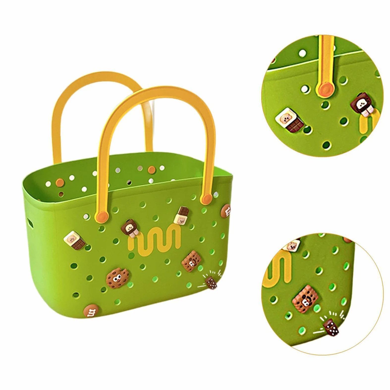 Sac de Plage, Portable, pour L'été, Sac de Tendance, Sac à Main, Panier de Plage Multifonctionnel, Vert