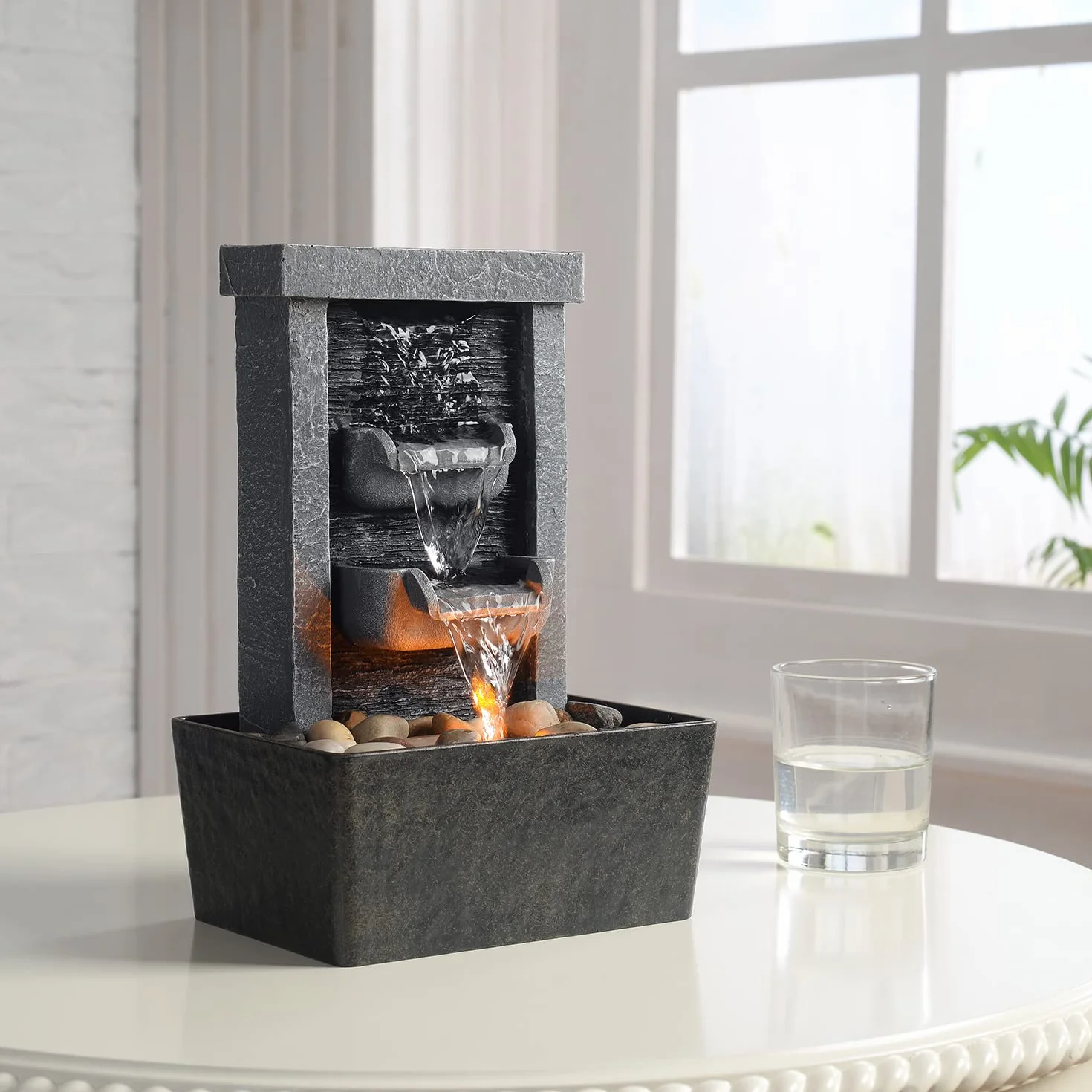 Fontaine d'intérieur résine 21097 18 x 13 x 25.4 cm Pompe Submersible Décoration Maison