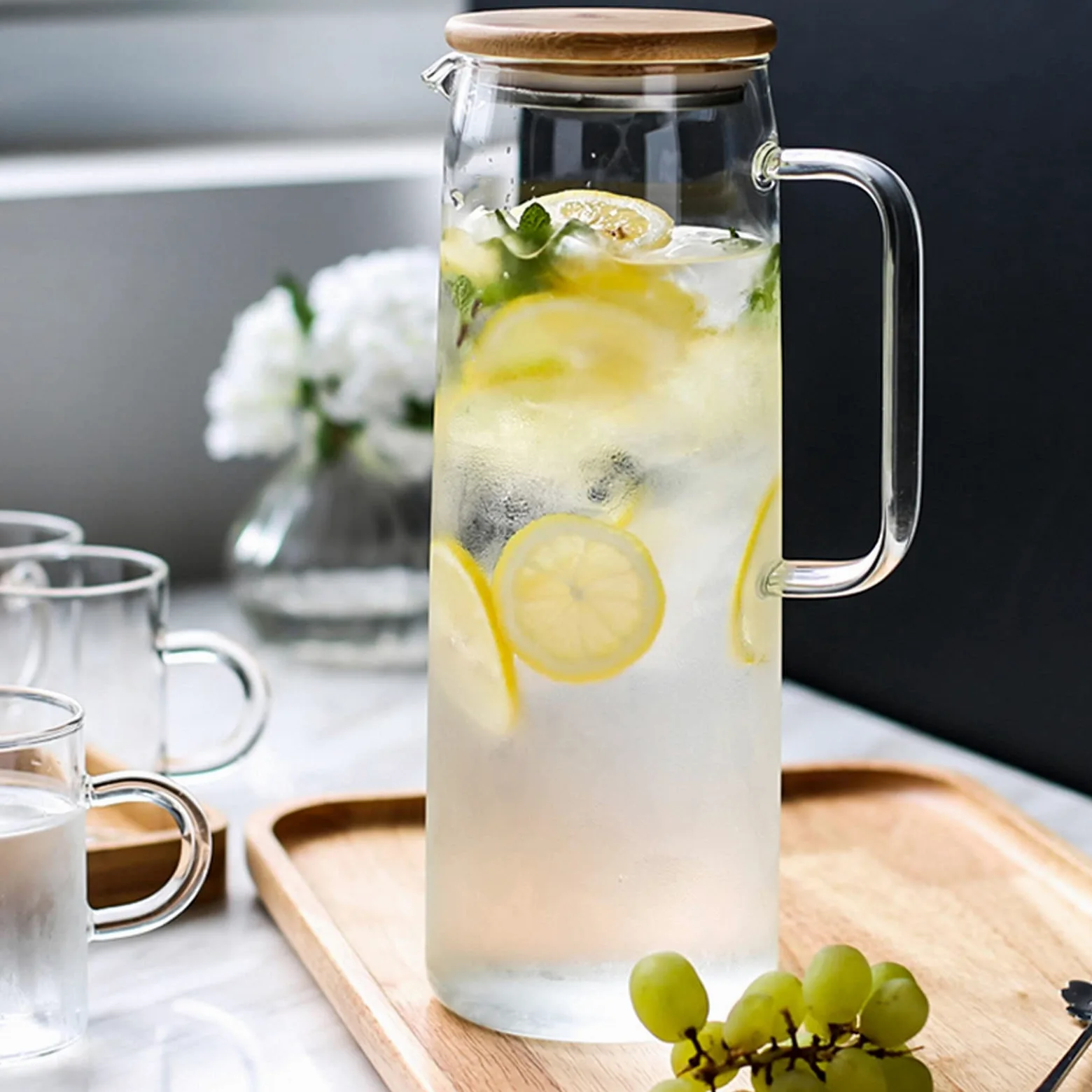 Pichet Pichet en Verre avec Couvercle pichet de thé glacé pichet pichet Chaud Eau Froide Eau thé thé café café Lait et jus de jus de Boisson Carafe Pichets