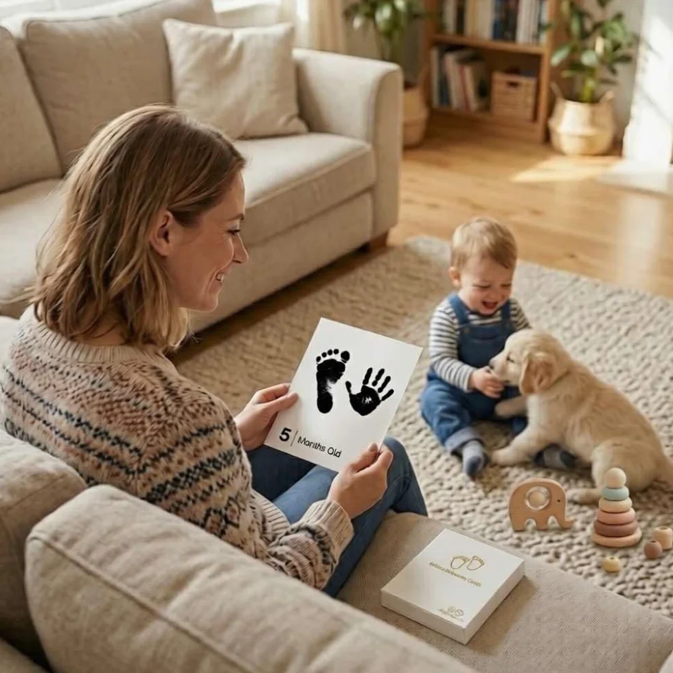 Kit Empreinte Bébé Sans Encre 14 cartes Milestone 1-12 mois