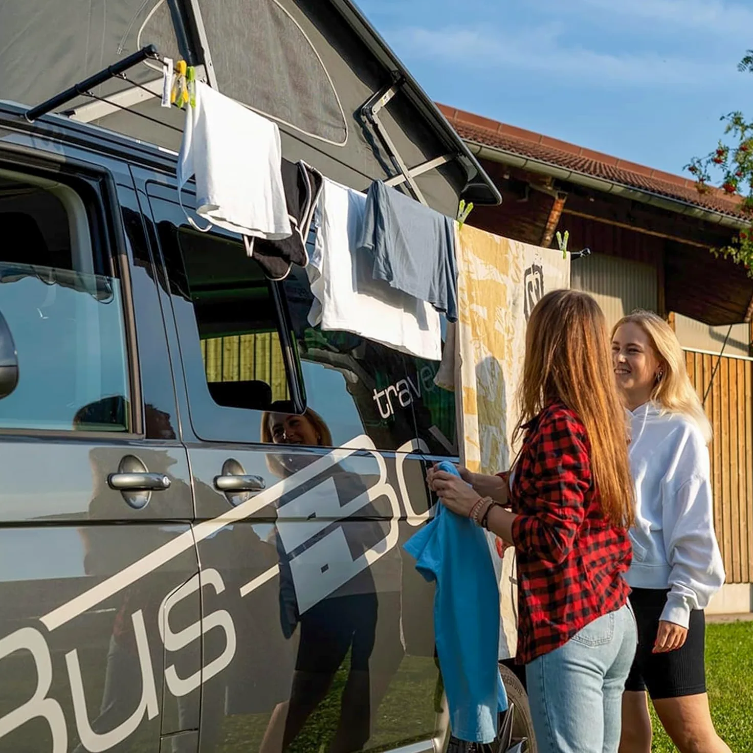 Bus-Boxx Corde à linge pour rail à passepoil - Corde à linge de camping - 5 m - Convient pour VW T5, T6, T6.1 California (Beach/Coast/Ocean), (kit à monter soi-même)