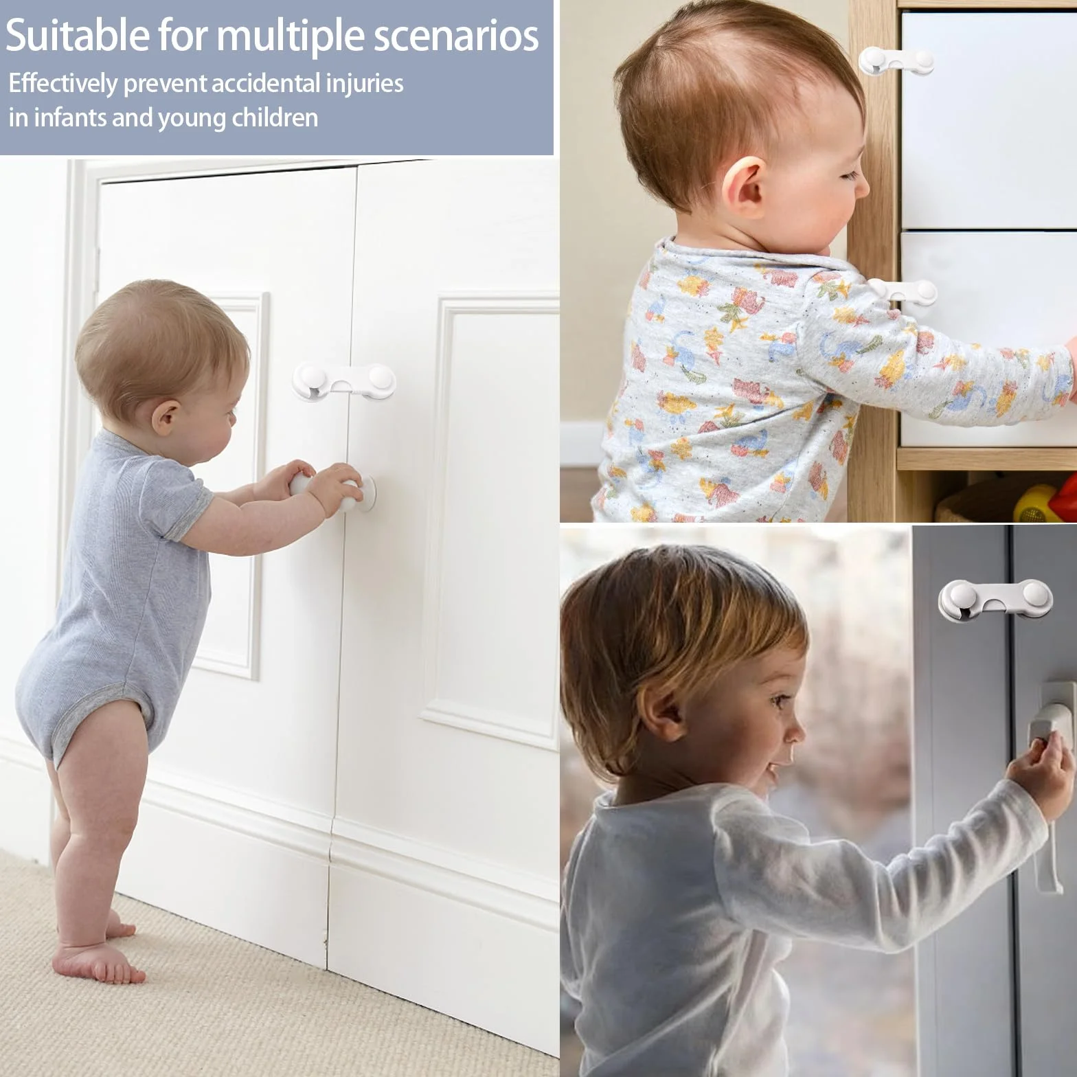 Gloryit Bloque Porte Bébé 12 Pièces Sécurité Enfant Armoire Blanche