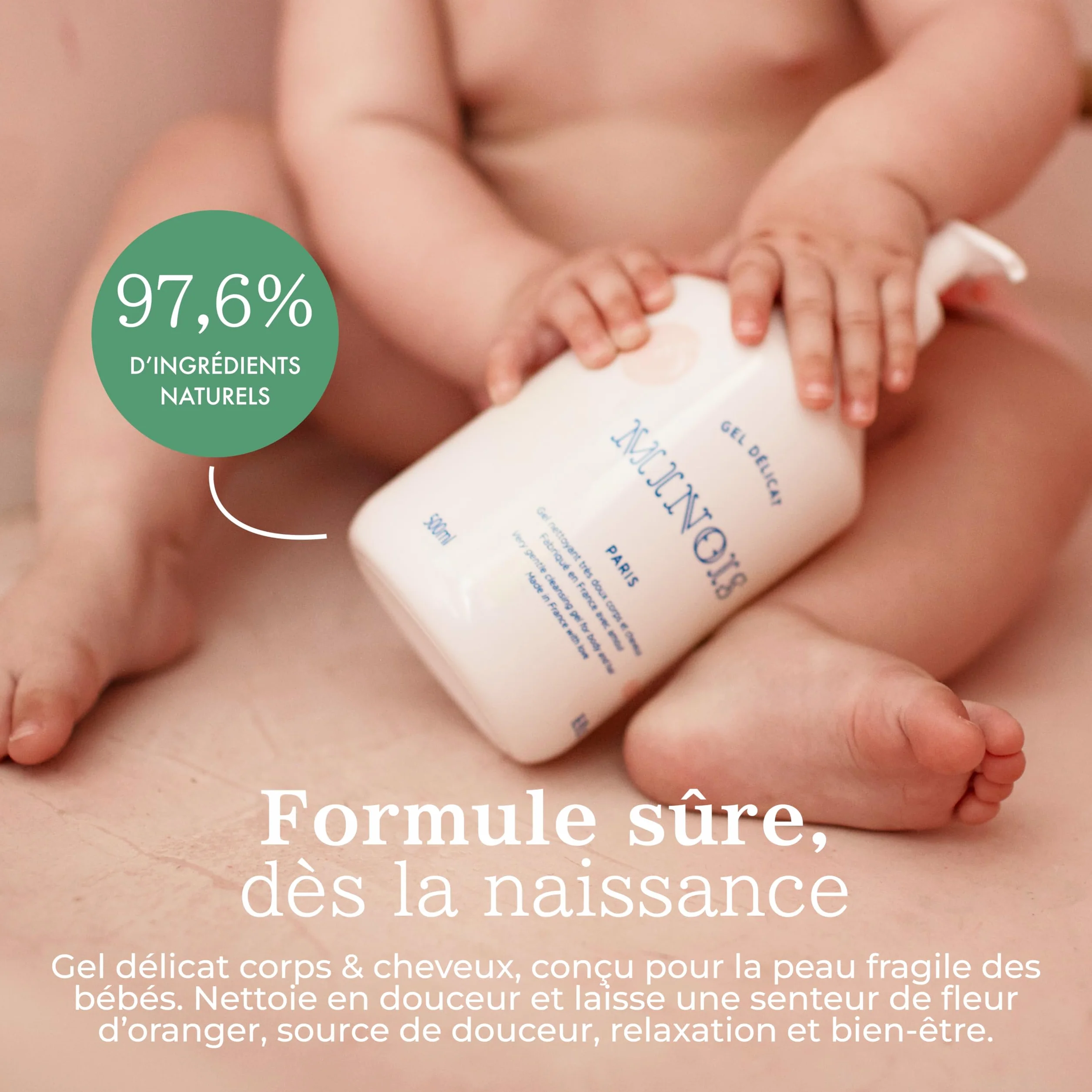 Minois Paris Gel Lavant Délicat Bébé Corps & Cheveux 500ML Sans Parabènes Sulfates