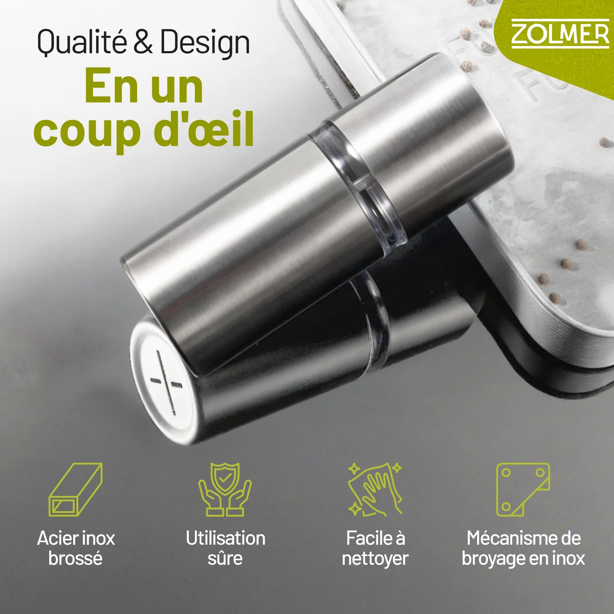Râpe à Noix de Muscade en Acier Inoxydable avec Récipient de Conservation Broyeur pour Poudre Fine