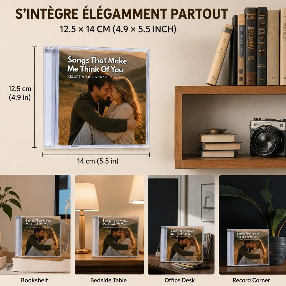 CD Personnalisé avec Photo Texte Cadeau Homme Femme Couple Album Musical Spotify Anniversaire Mariage Noël