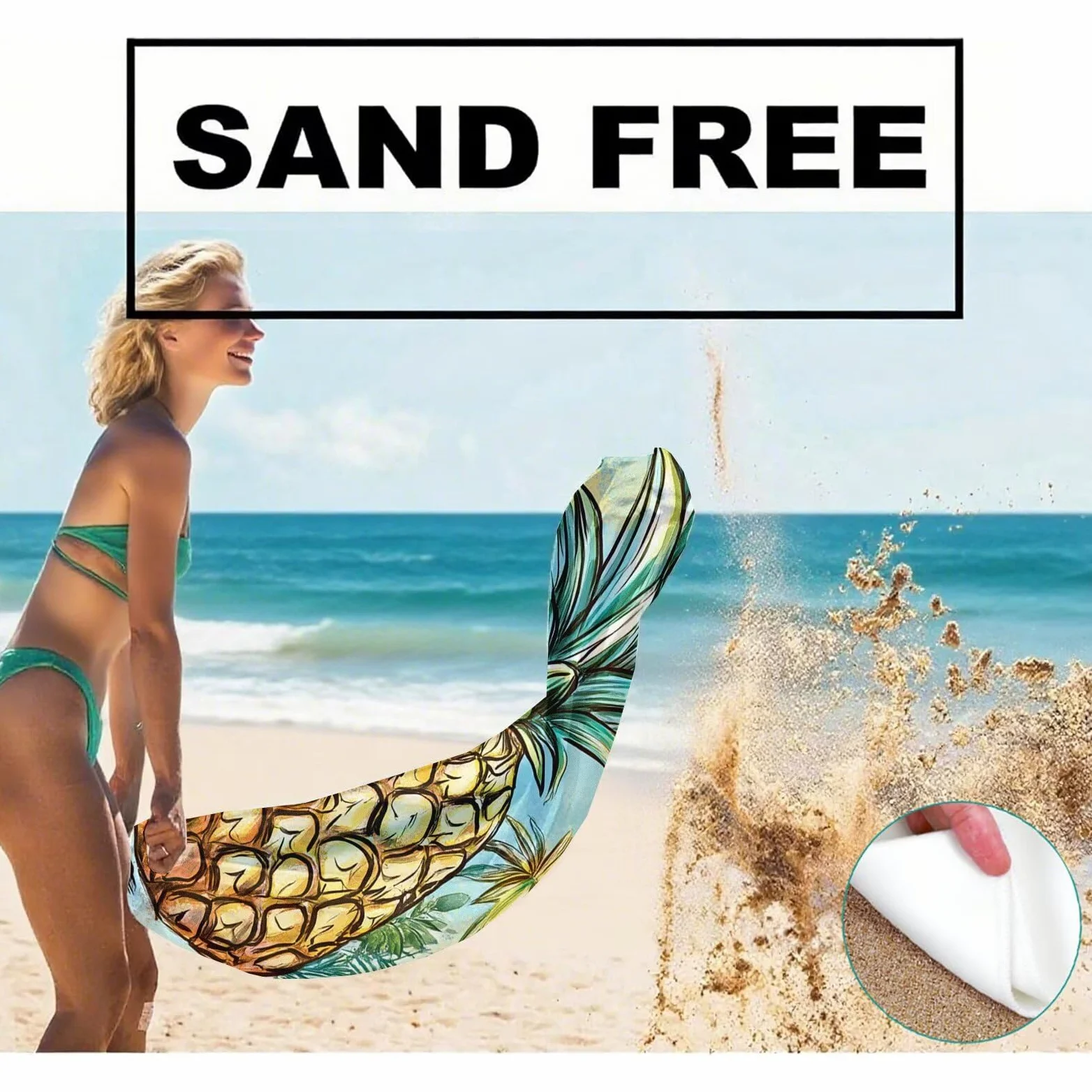 Serviette de Plage Microfibre Serviette Plage 100x220 2 Pack Séchage Rapide, Anti-Sable, Absorbante Fonction Drap de Plage XXL pour Bain, Sport, Voyages, Sauna, Piscine, Yoga, avec Sac Fruit Q-744