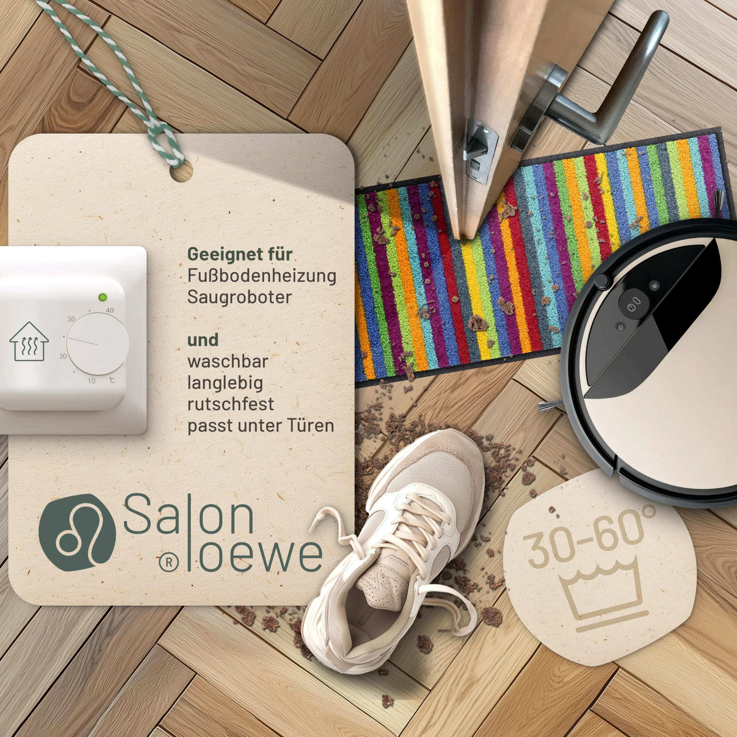 Salonloewe Mini tapis Lund multicolore I paillasson et paillasson pour intérieur 30 x 100 cm