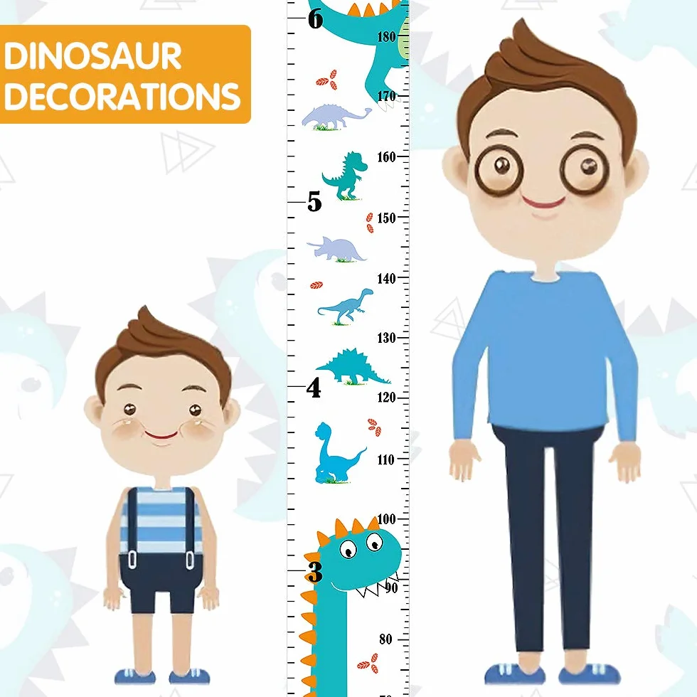 Outivity Toise Enfant Croissance Murale Règle Hauteur Amovible Toile Bois Mesure Décoration Chambre Dinosaure