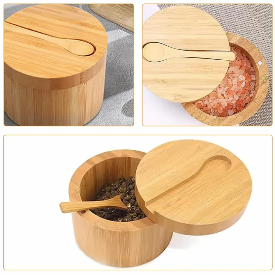 MAGICLULU Boîte à Condiment avec Couvercle Récipient à Épices Rond pour Sel et Poivre