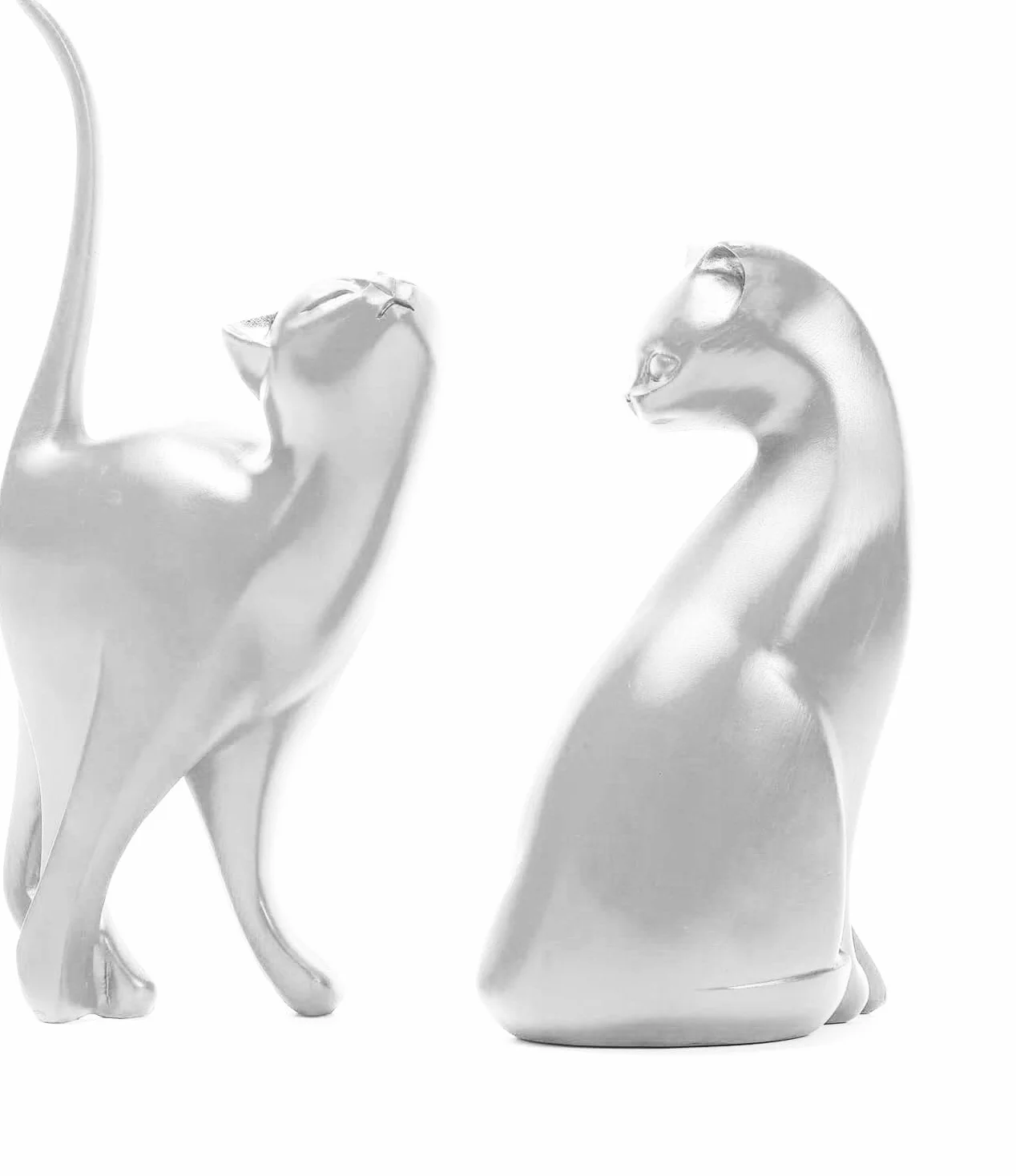 Moderne Statue Chaton Resine Sculpture Abstraite Decoration Interieur Cadeaux Amoureux Chats (argent)
