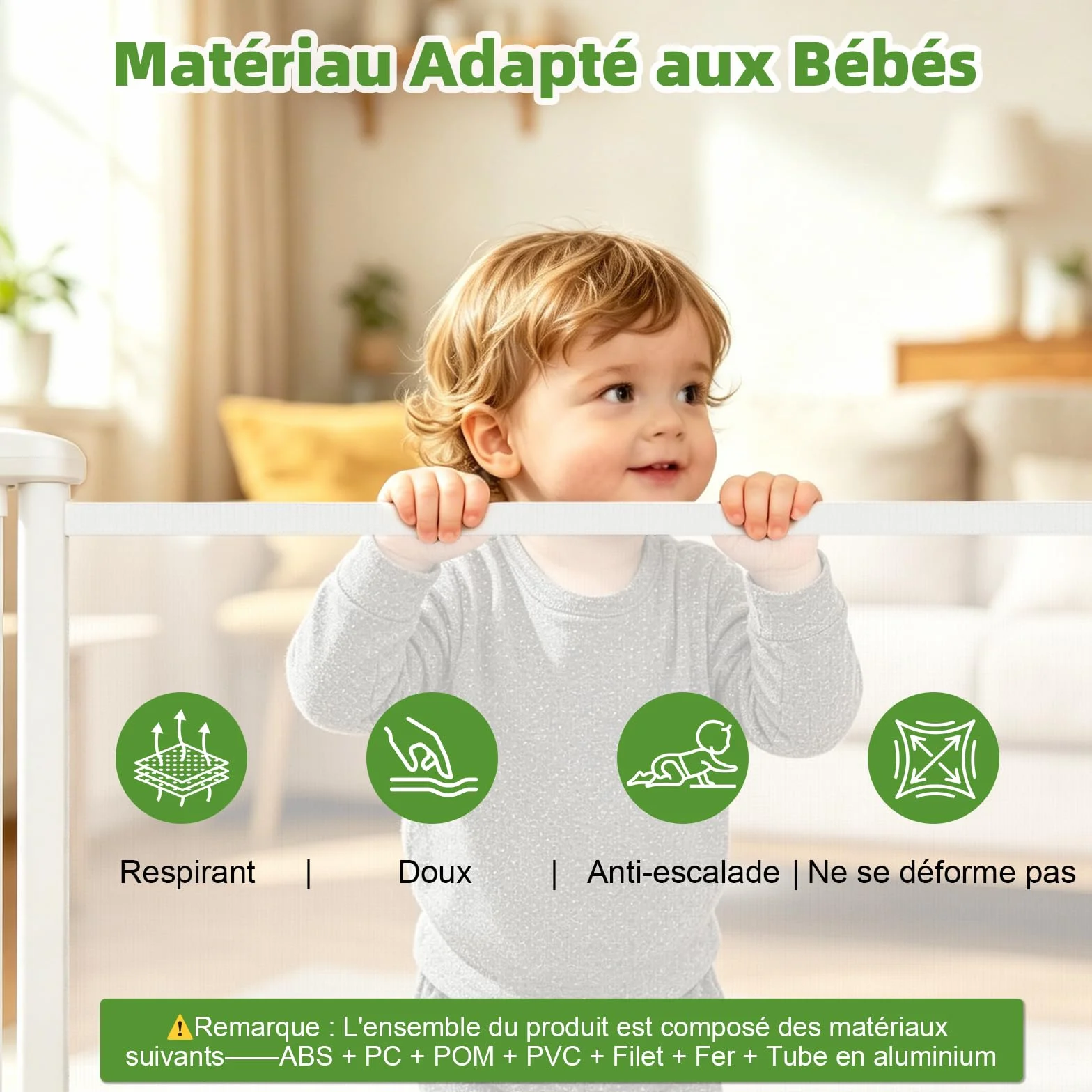 Barrière de Sécurité Rétractable pour Bébé 0-150 cm, Adaptée aux Escaliers, Couloirs, Intérieur et Extérieur (Blanc)