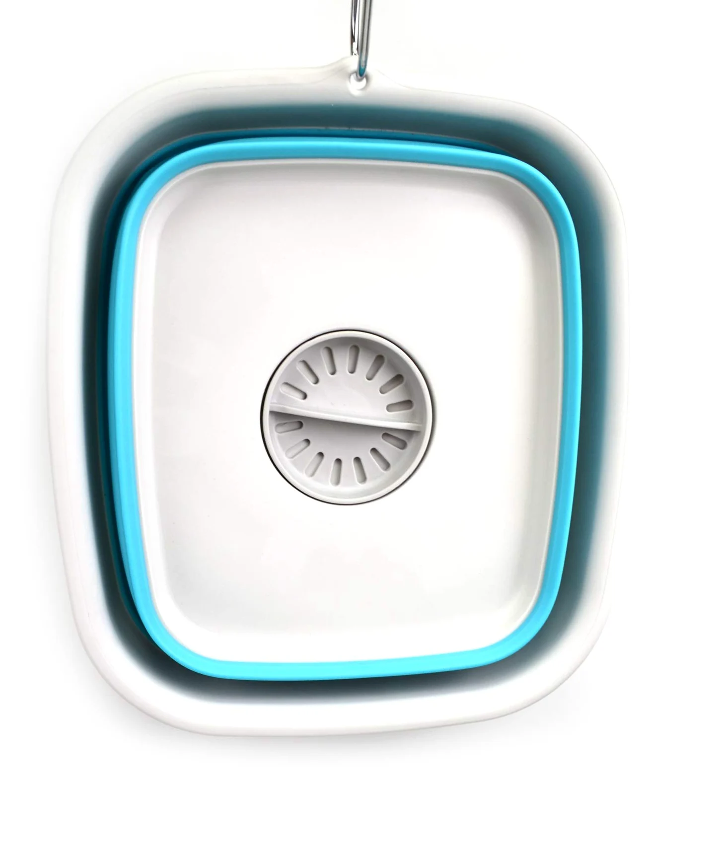 SAMMART Bassine à vaisselle pliable de 9,1 l, avec bouchon de vidange - Lavabo pliable - Bac de rangement de cuisine pour économiser de l’espace (Gris/Bleu vif)