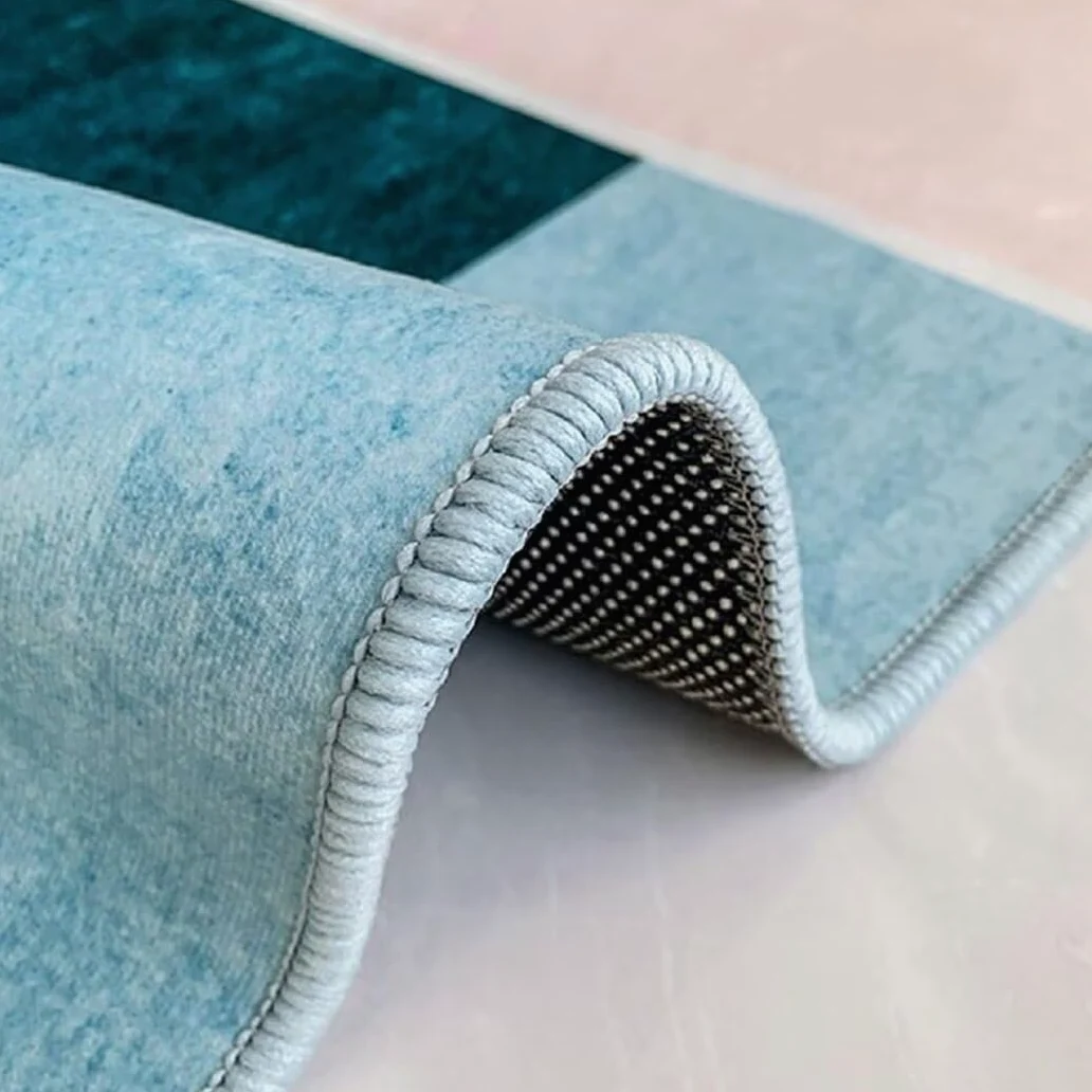 Decoration Chambre Femme Tapis Chambre Fille Ado Tapis Rectangulaire D'Intérieur pour Chambre À Coucher, Tapis Gris Bleu Tapis Lavable dans Le Salon 100X160Cm 3Ft 3.4''X5Ft 3''