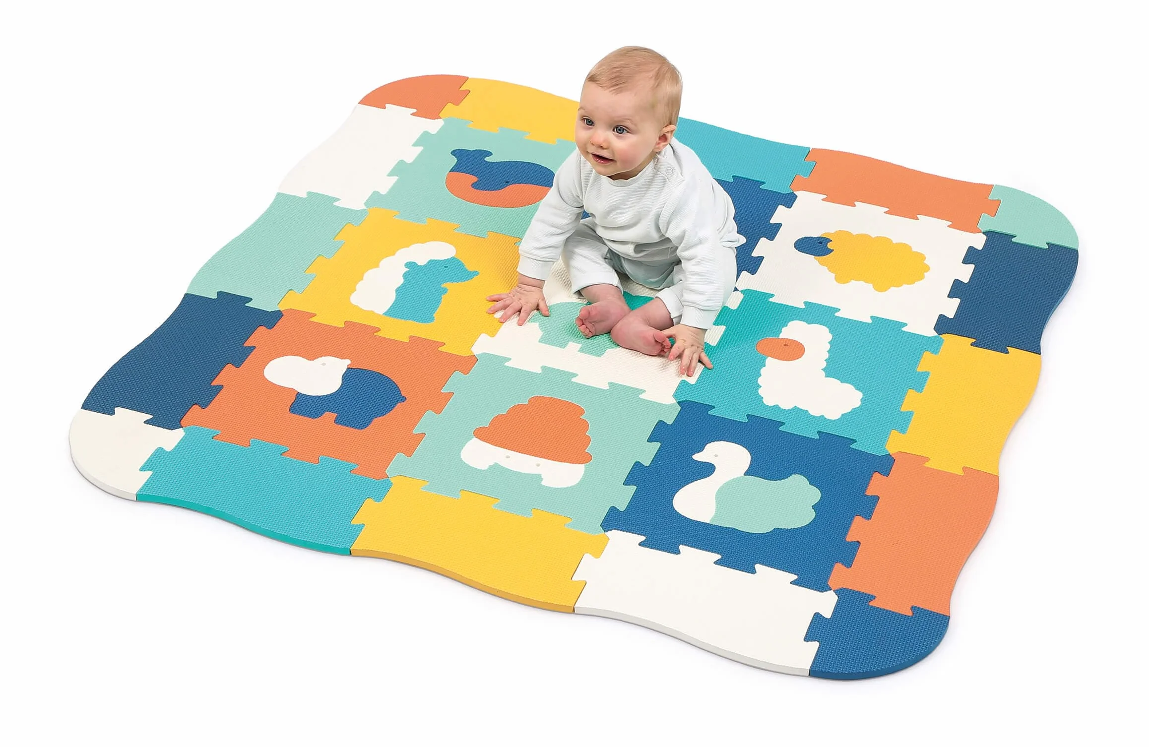 Tapis Bords Et Coins Jeu D'Encastrement 25 Dalles Mousse Animaux 20x120x1,2 cm Éveil Bébé