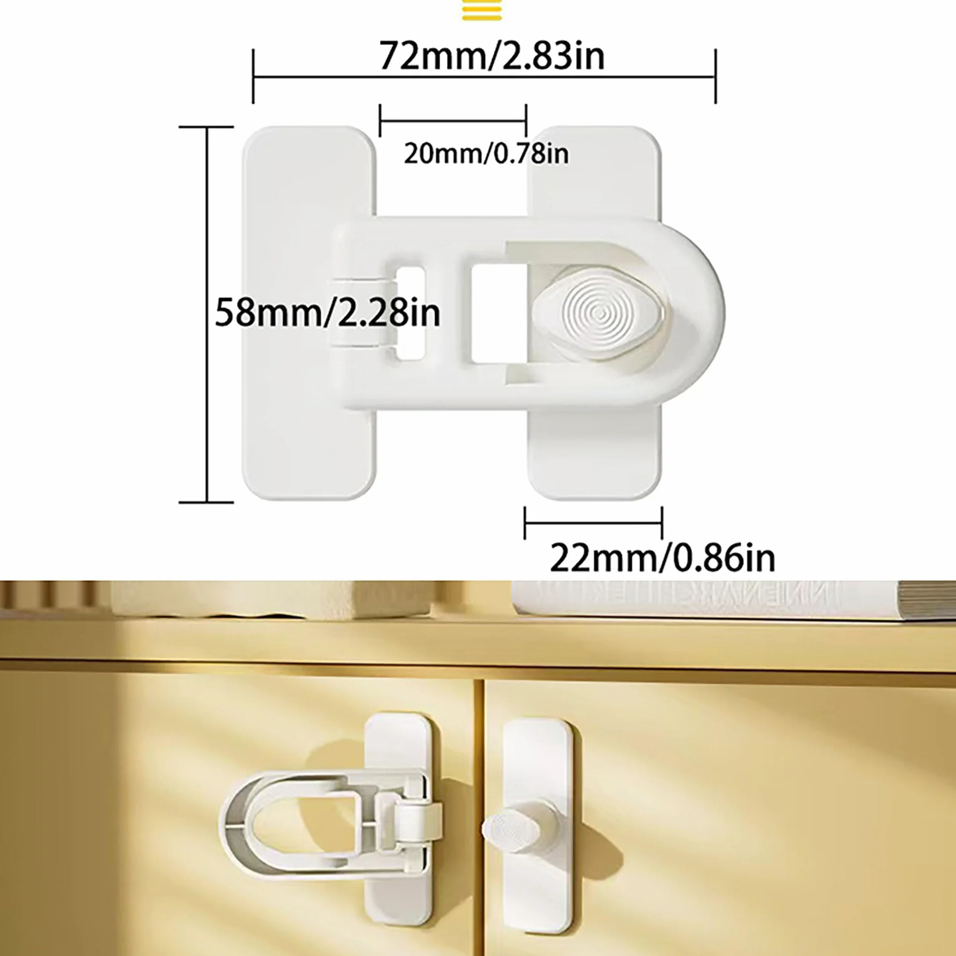 Serrure de porte de réfrigérateur sécurité enfant 4 Pack adhésif 3M Blanc