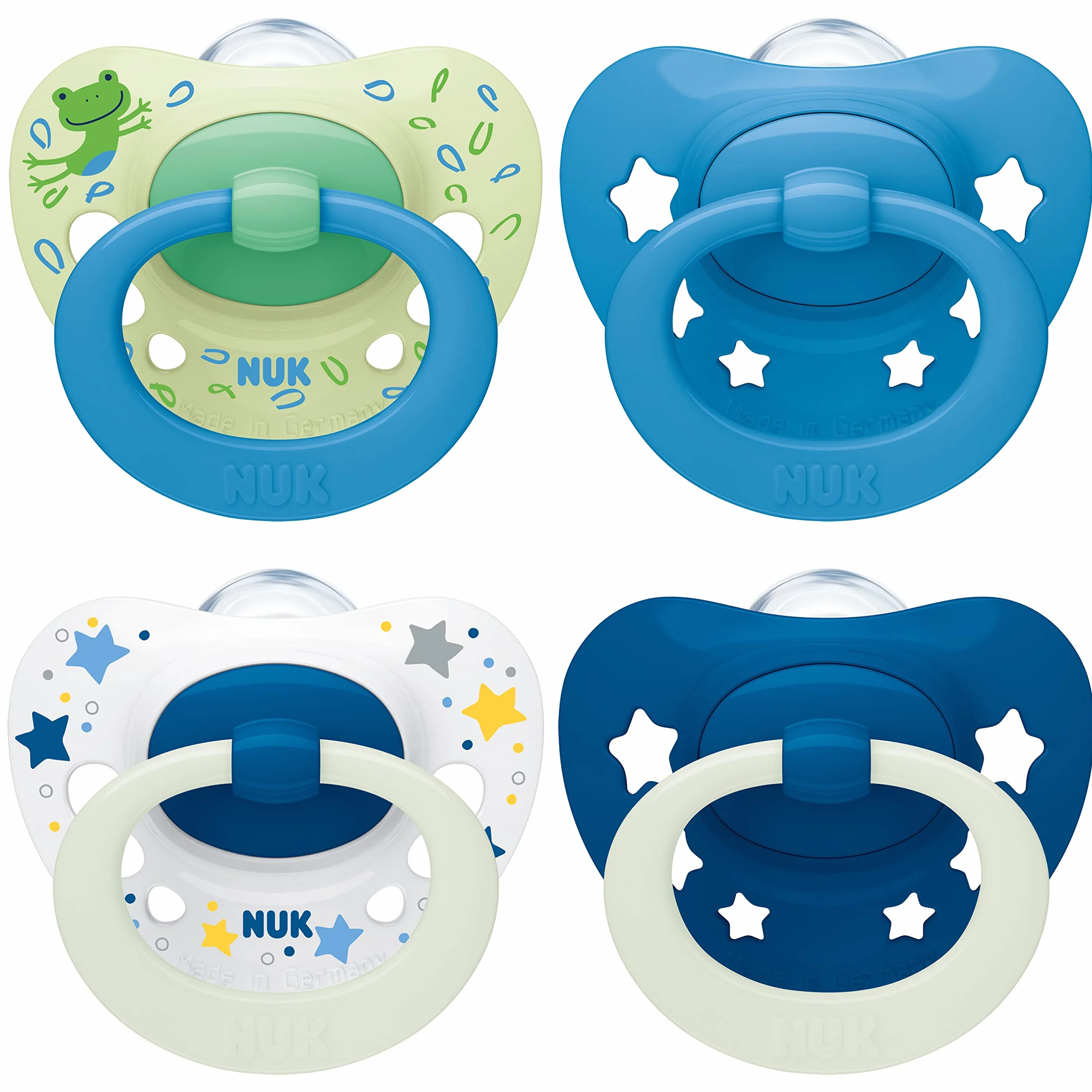 NUK Signature Day & Night Tétines bébé 6-18 mois Silicone sans BPA Brille dans le noir Lot de 4