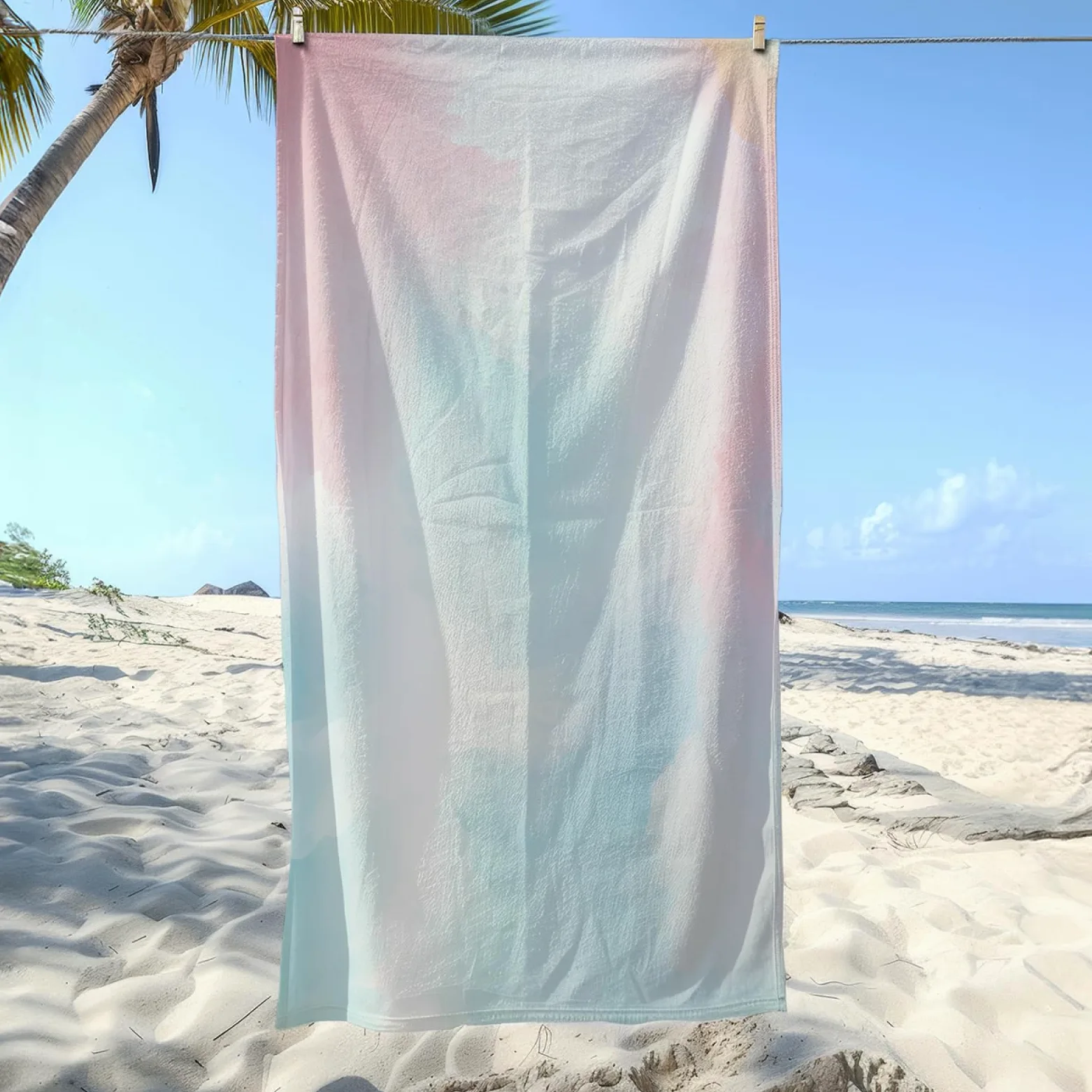 Serviette de Plage Bleu Clair Rose Drap de Plage Anti Sable Portable Serviette de Bain XXL Piscine Toilette Sport Microfibre Ultraléger Towel Absorbant Séchage Rapide 200x220cm