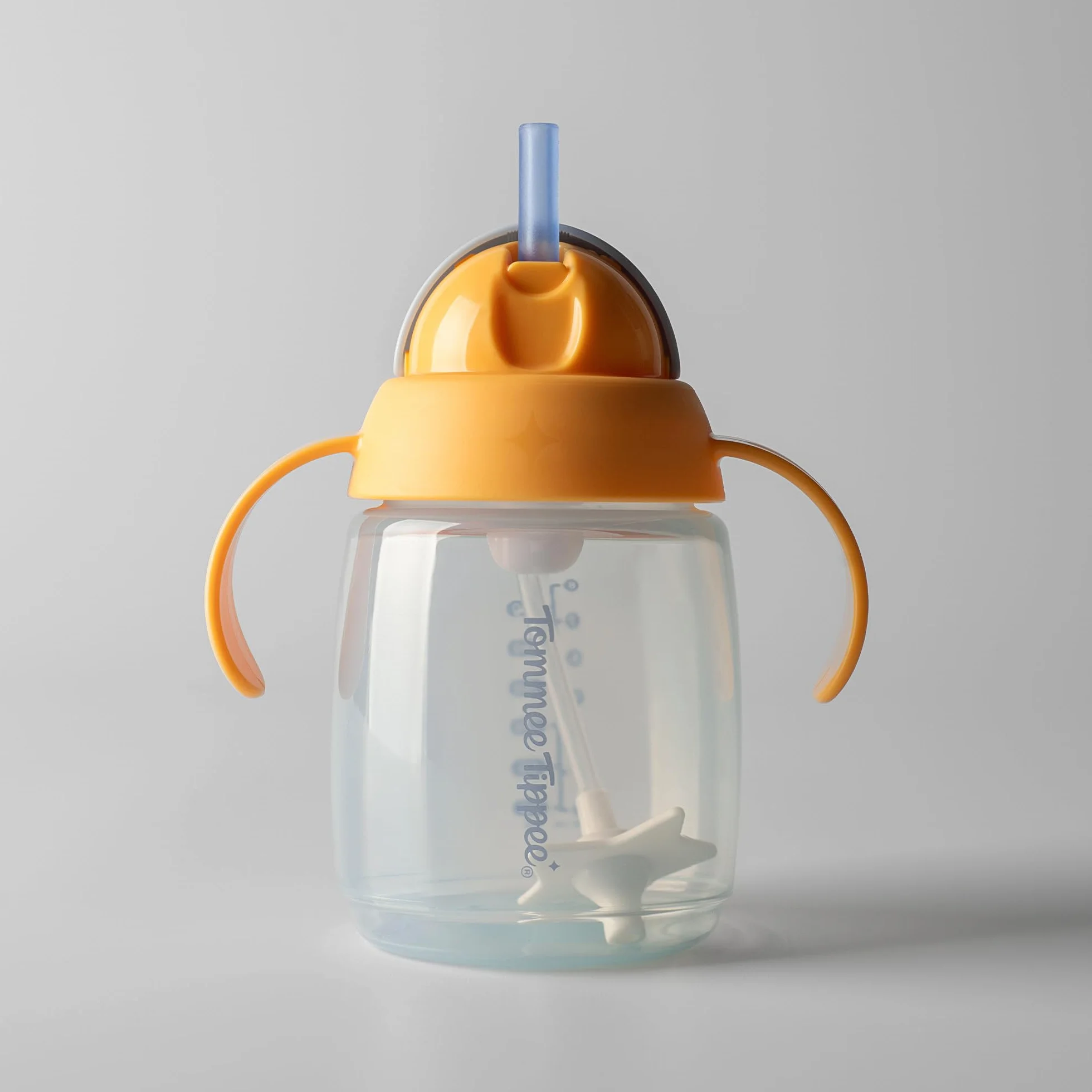 Tommee Tippee Tasse à paille d'apprentissage 240ml pour nourrissons 6 mois+ avec paille lestée silicone poignées Bleu Orange x2