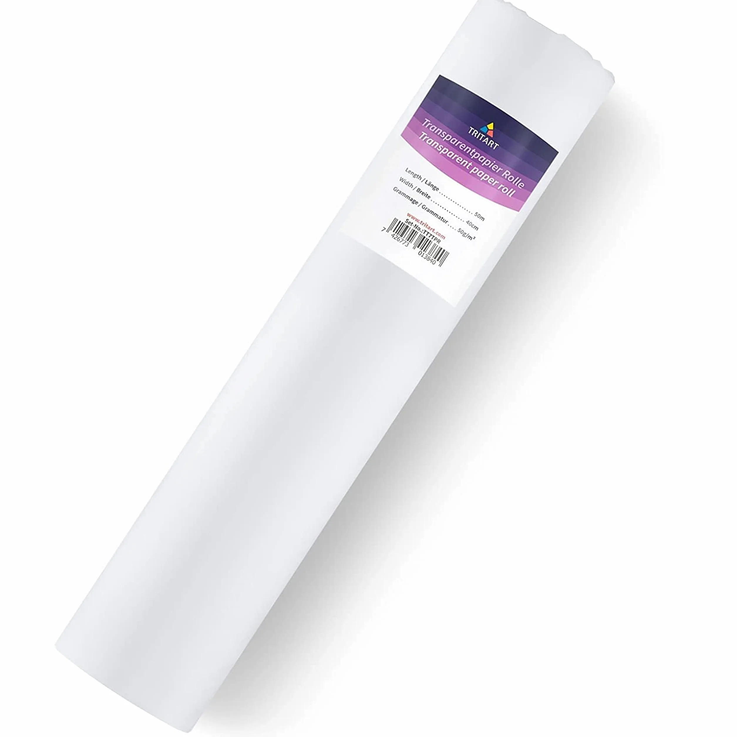 TRITART Papier Calque en Rouleau 40 cm x 50 m 50 g/m Transparent Grand Format