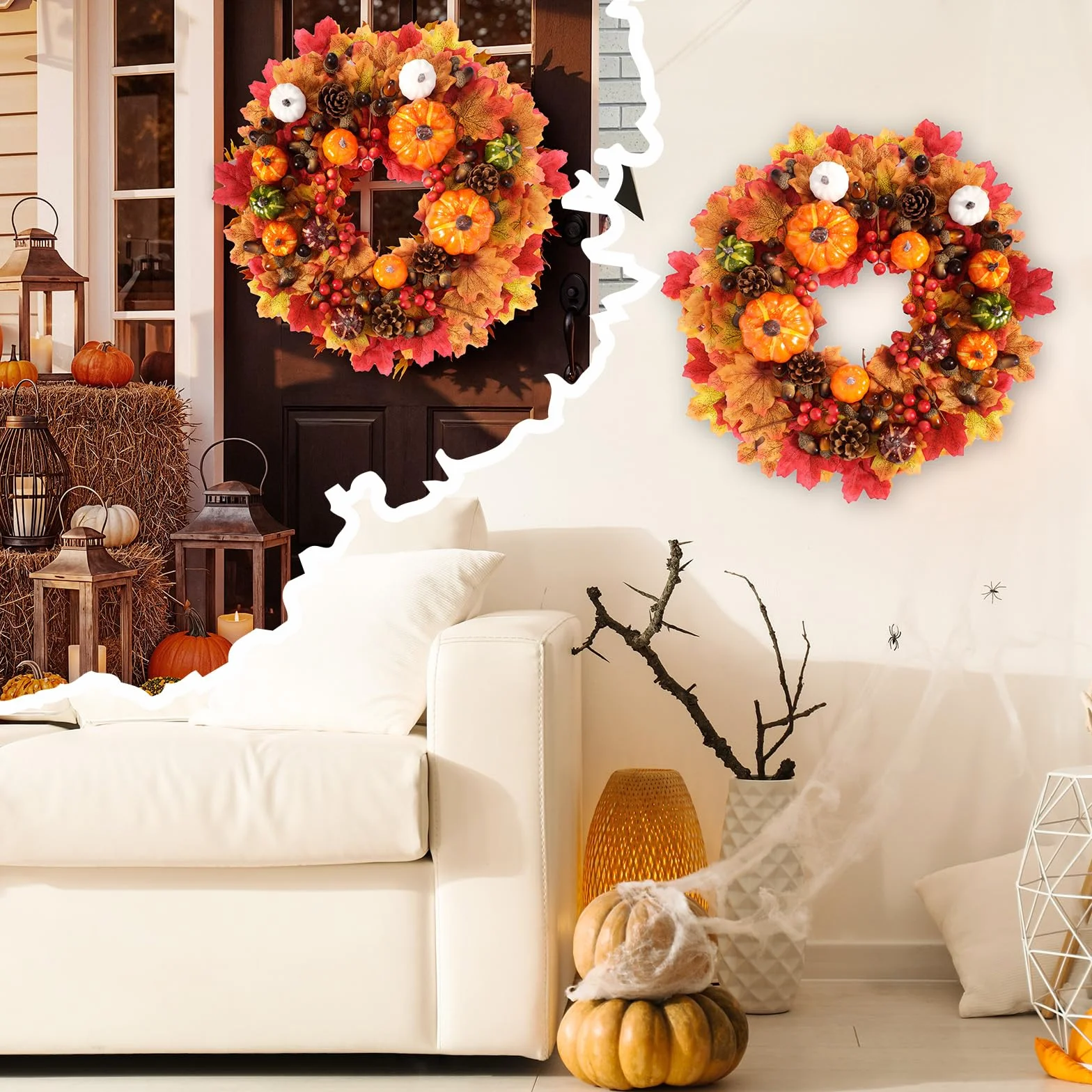 Citrouilles Artificielles 162 Pièces Décoration Automne Halloween Thanksgiving