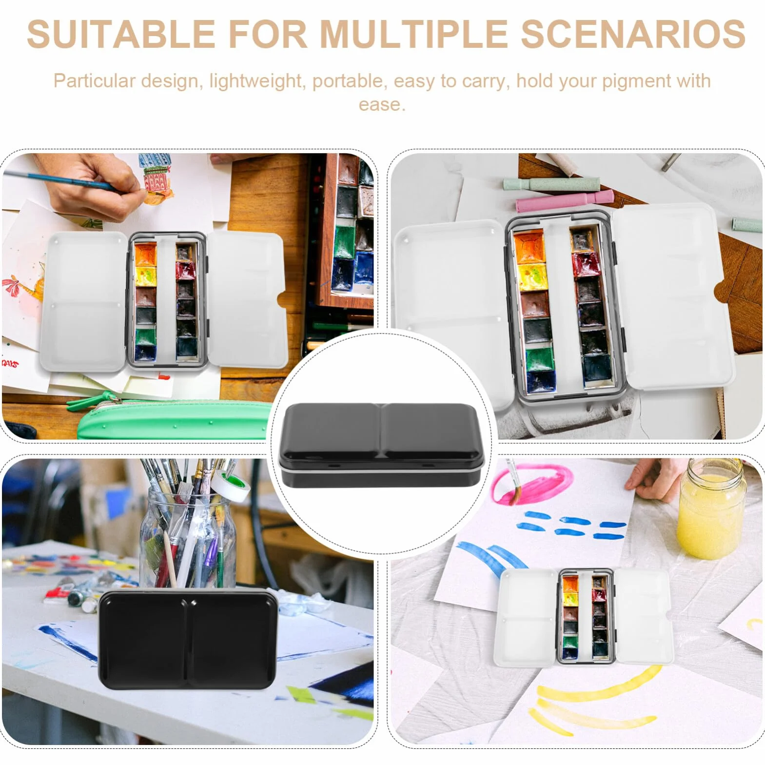 SUPVOX Boîte Vide Aquarelle Métallique Compacte 12 Demi-Godets Palette