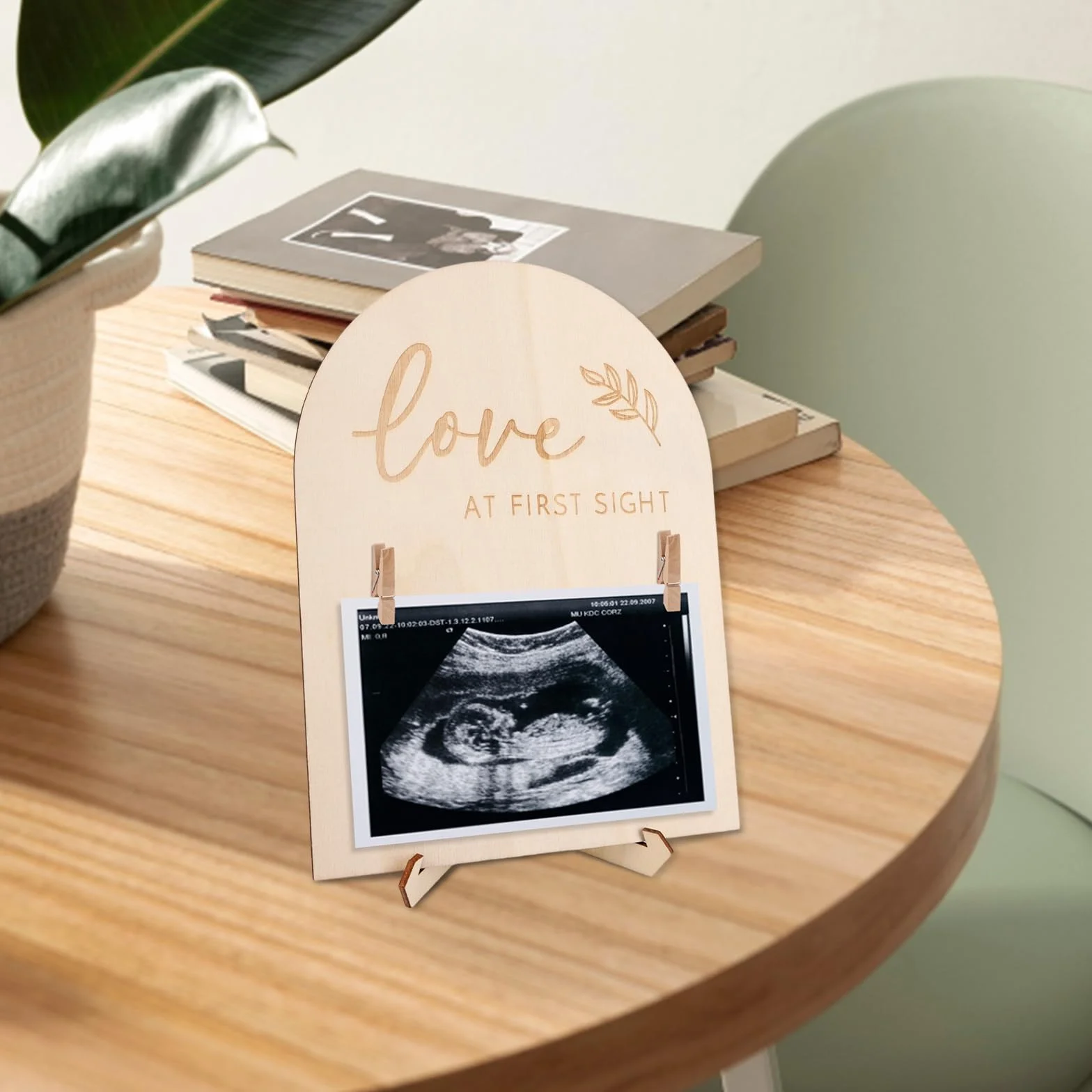 Cadre Photo D'échographie Bébé Souvenir Annonce Grossesse Bois Support Clip Cadeau Révélation Sexe Journal Nouveaux Parents