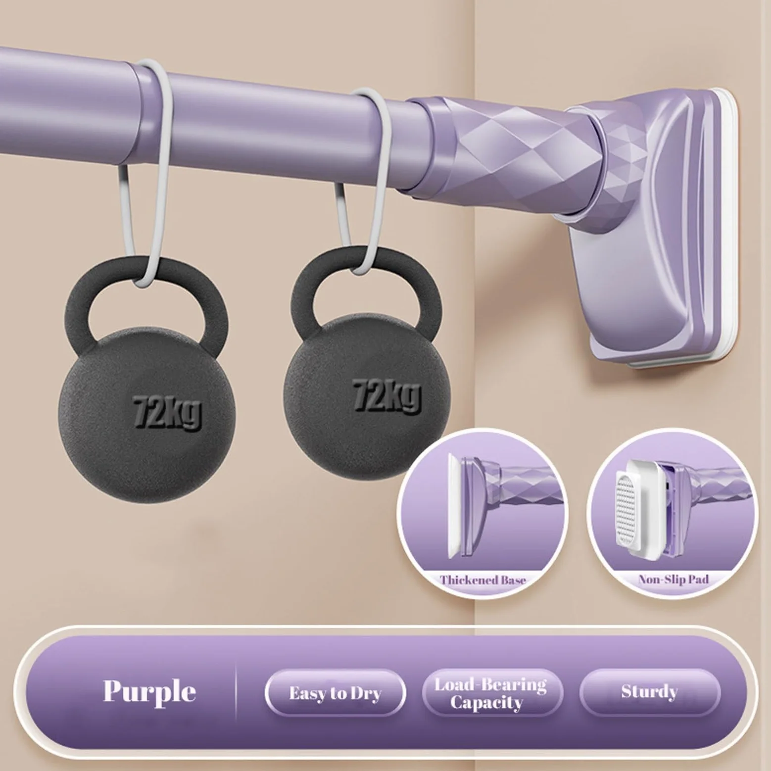 Tringle à Rideaux télescopique sans perçage pour Salle de Bain • Barre de Tension réglable Ultra-résistante, idéale pour Les locataires et adaptée aux espaces de 160 à 250 cm (Noir) • Soluti