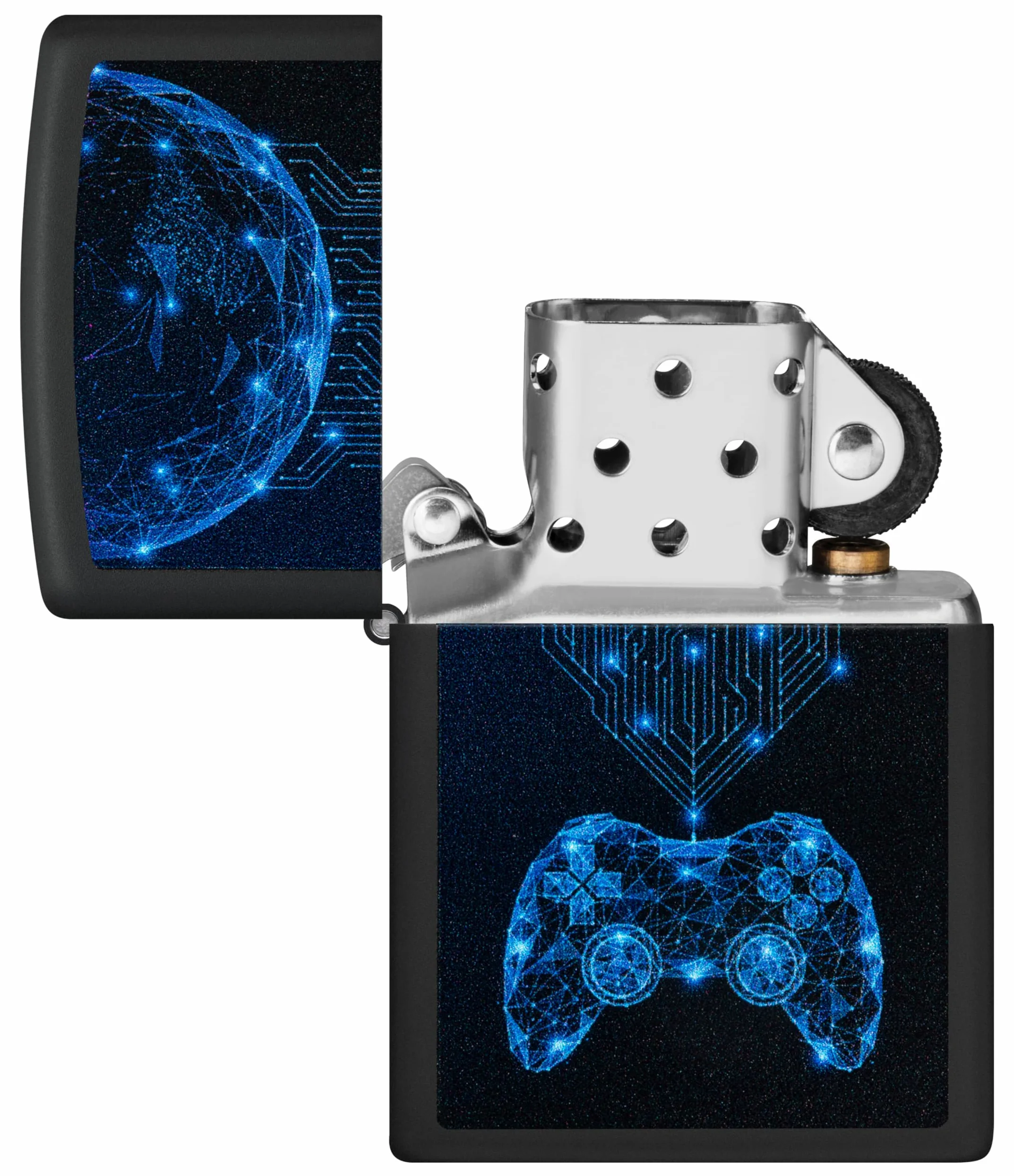 Zippo Briquet Tempête - Modèle Gaming - Finition Noire Mate avec Color Image - Rechargeable - Réutilisable - Design Coupe-Vent - Coffret Cadeau - Fabriqué aux États-Unis
