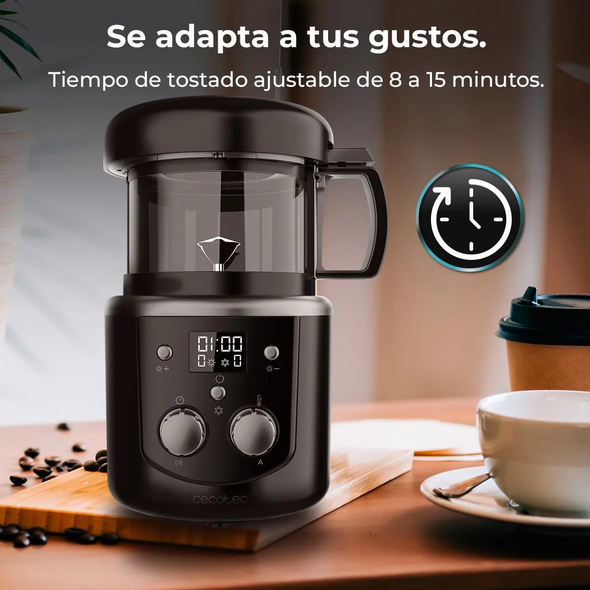 Cecotec Torréfacteur Café Grains Électrique 1400W Torréfaction Automatique Manuelle Capacité 100-150g