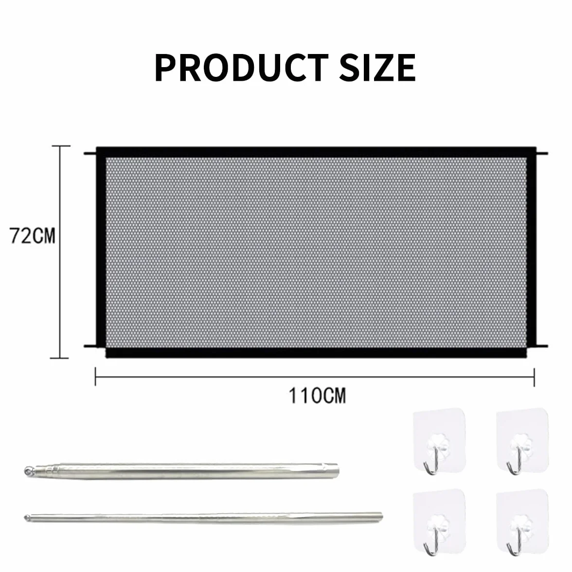 Barrière Magique pour Chiens et Chats Grille de Sécurité Pliable 110x72 cm avec 4 Crochets Adhésifs