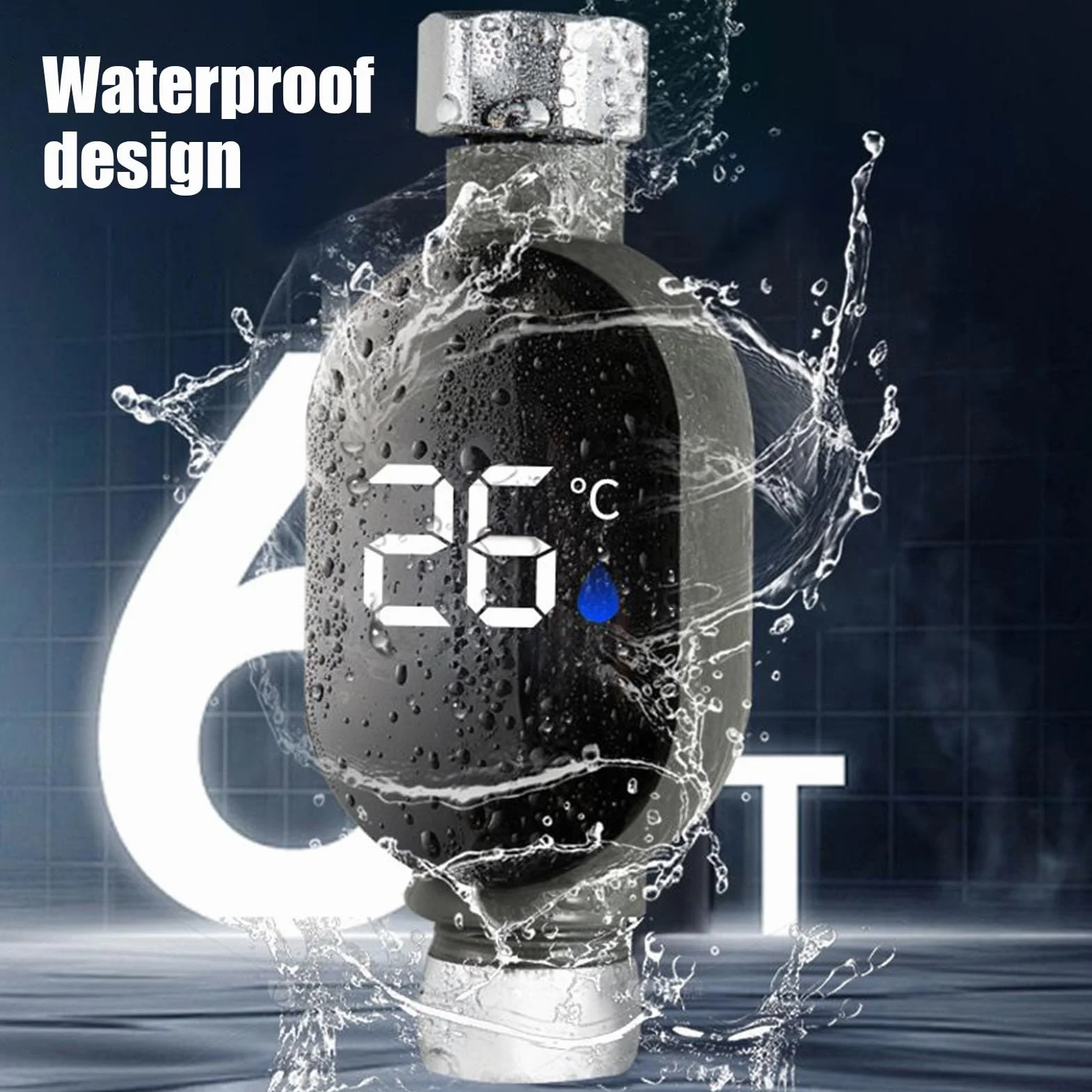 Thermostat de bain imperméable avec affichage LED, moniteur de température de douche